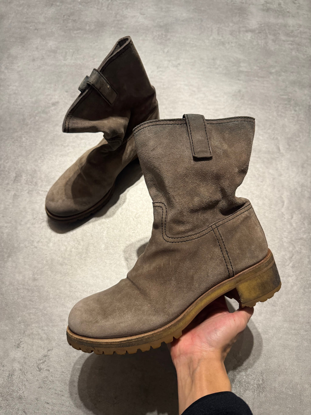 Prada Beige Suede Leather Boots