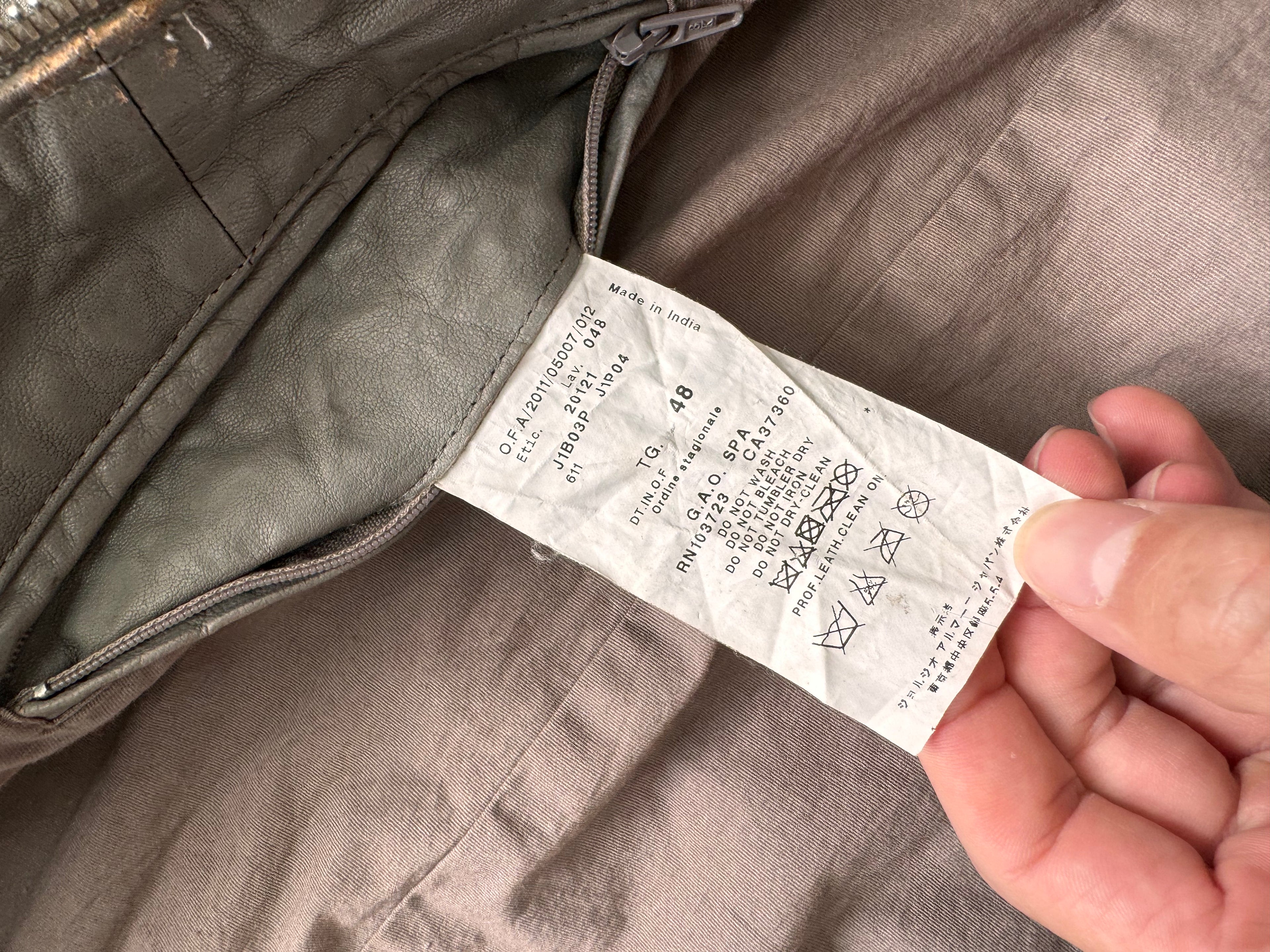 SS2012 Emporio Armani Asymmetrical Brut Leather Jacket