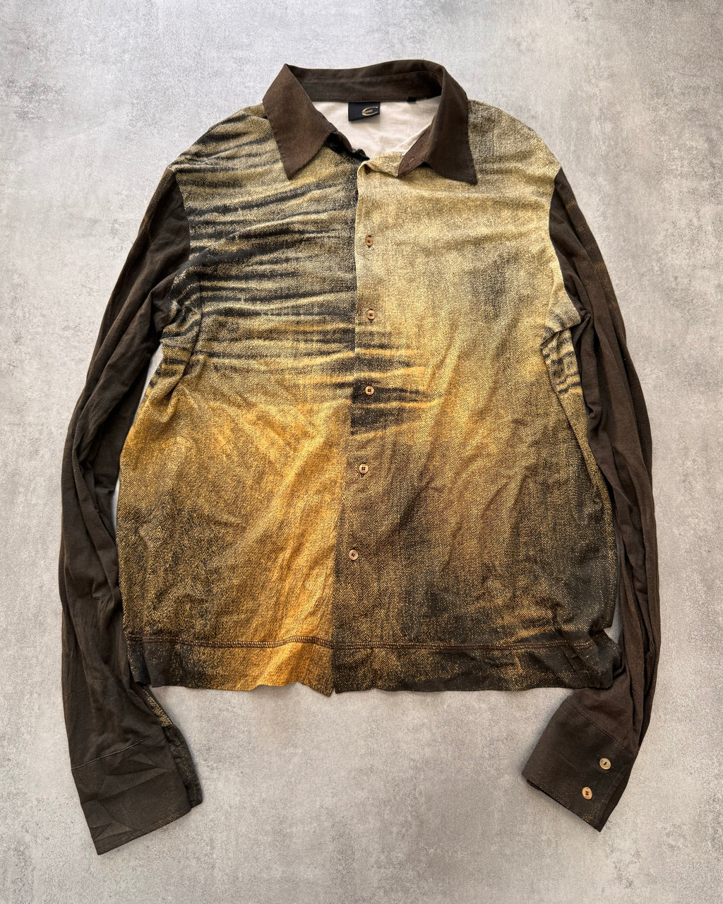 2000s Cavalli Eroded Yellow Abstract Shirt