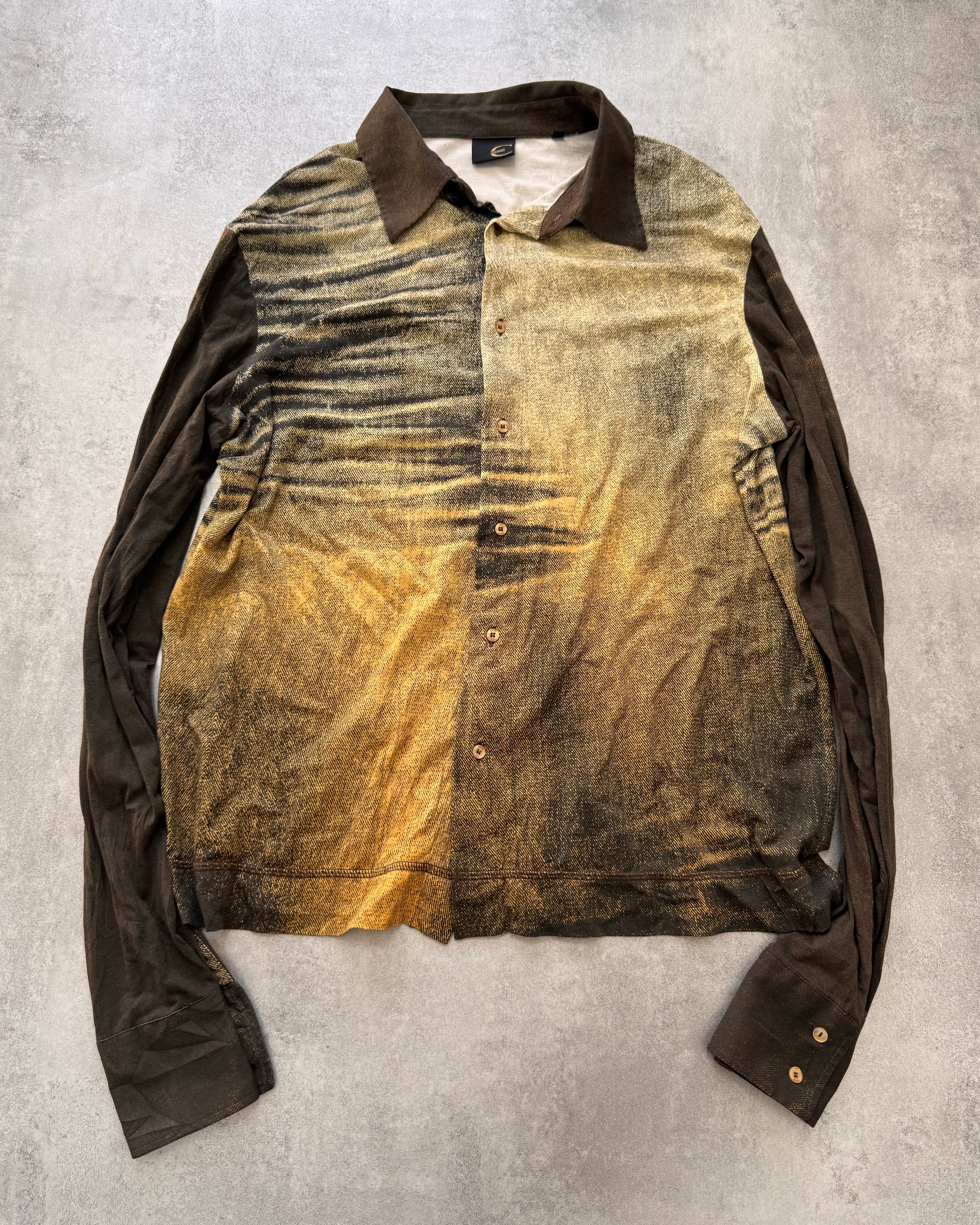 2000s Cavalli Eroded Yellow Abstract Shirt