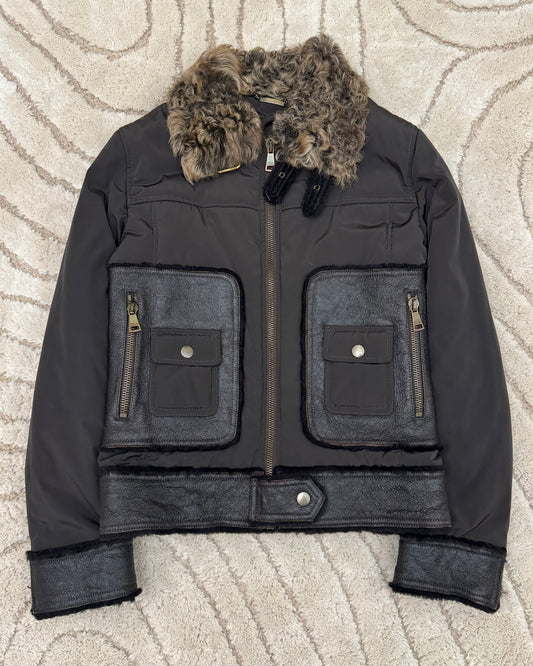 Dolce & Gabbana Shearling Hybrid Bomber Jacket (S)