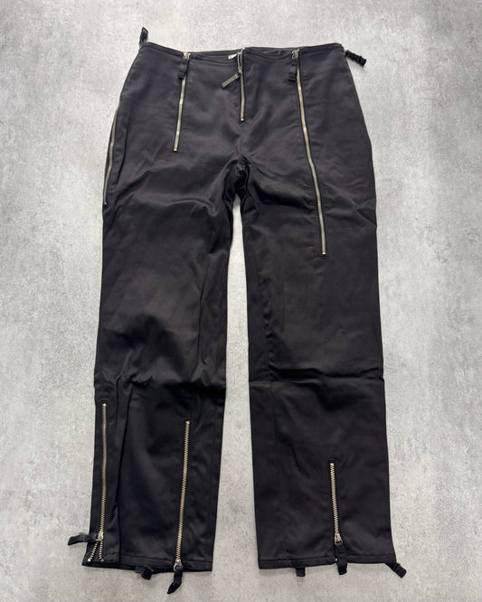 2000s Moschino Vertical Multi-Zips Black Cropped Pants (XS)