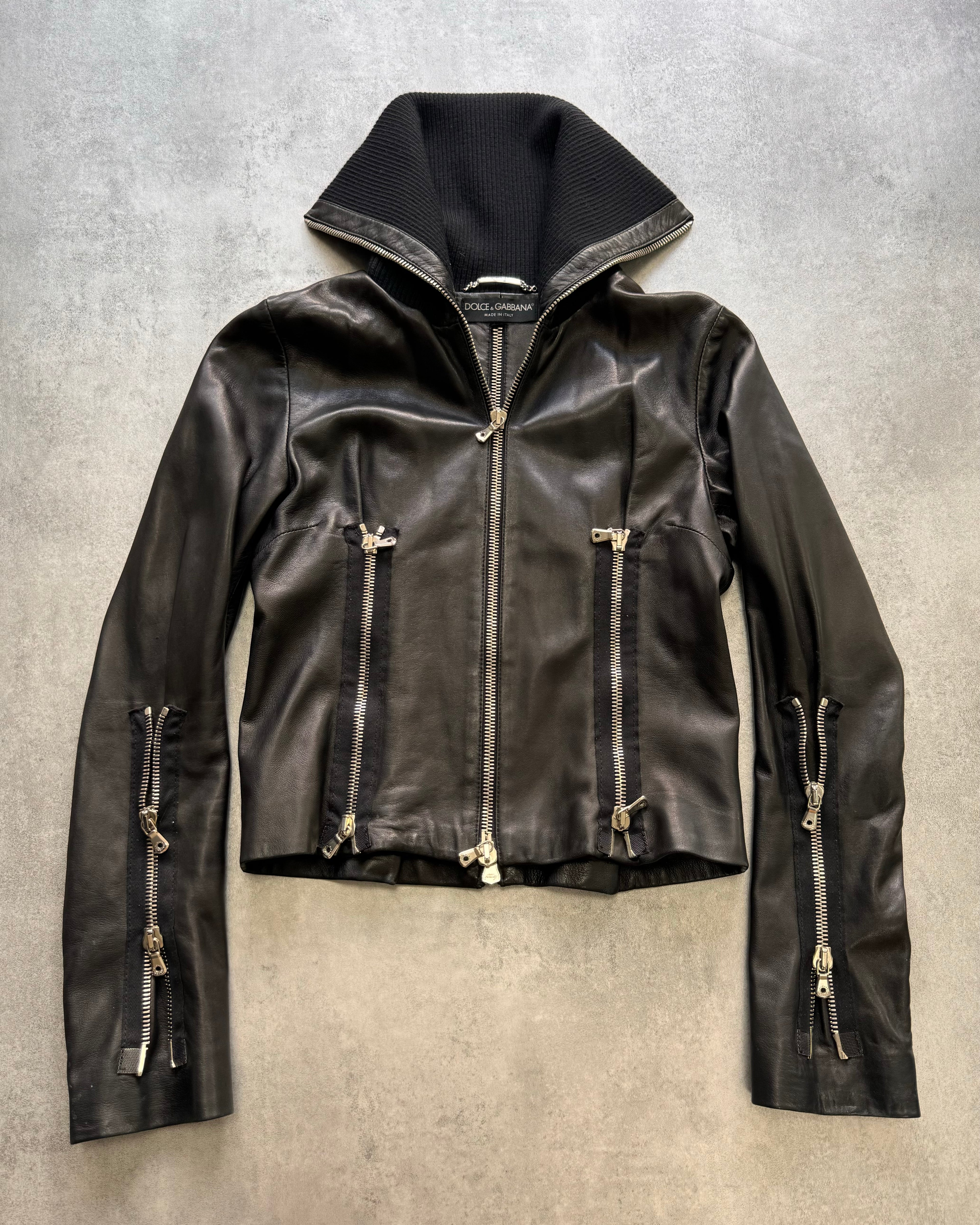 AW2003 Dolce & Gabbana Multi-Zip Leather Jacket