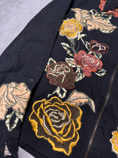 Roberto Cavalli Embroided Flowers Black Jacket (M)