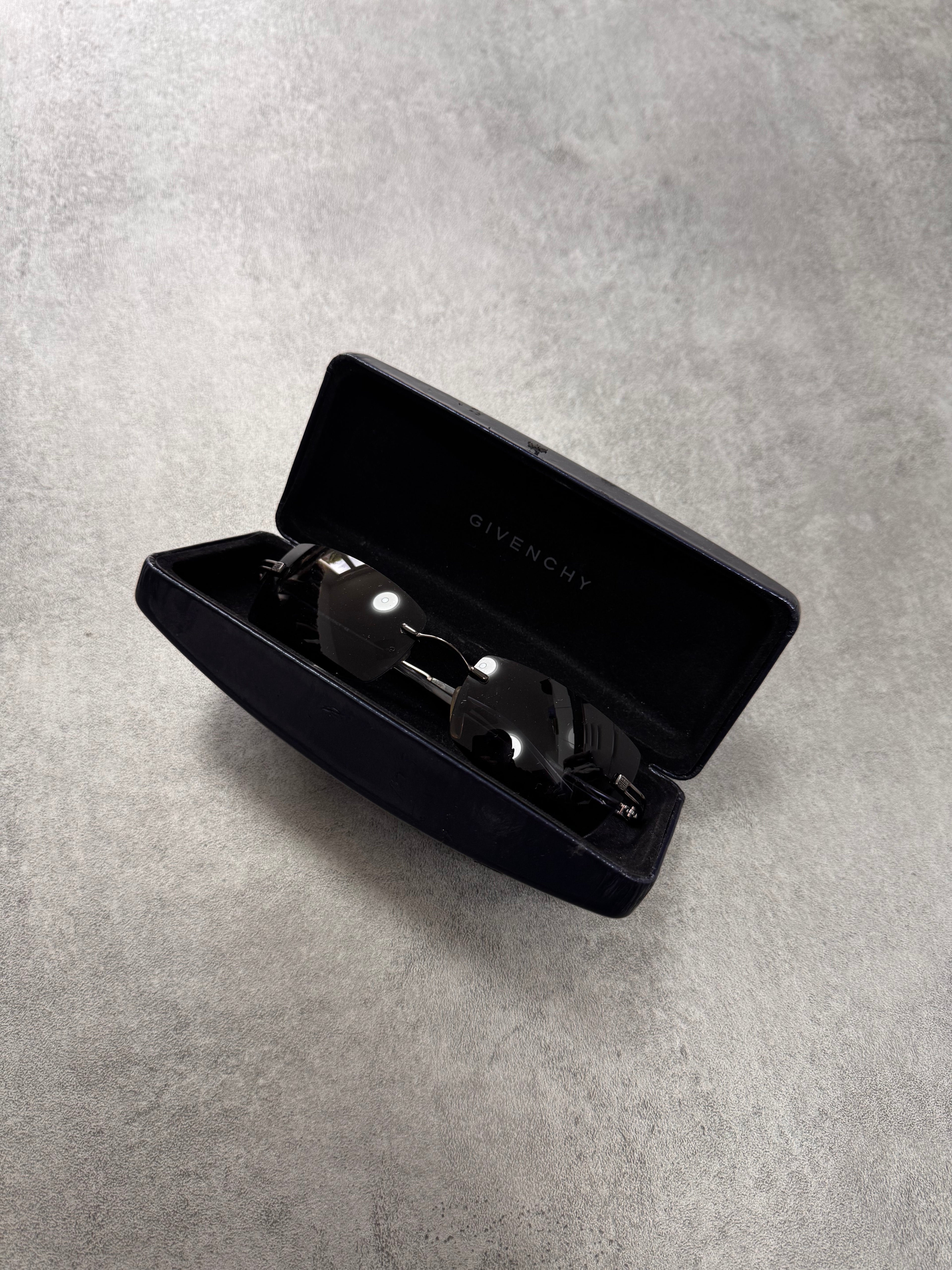 2000s Givenchy Deep Blue Rectangle Sunglasses