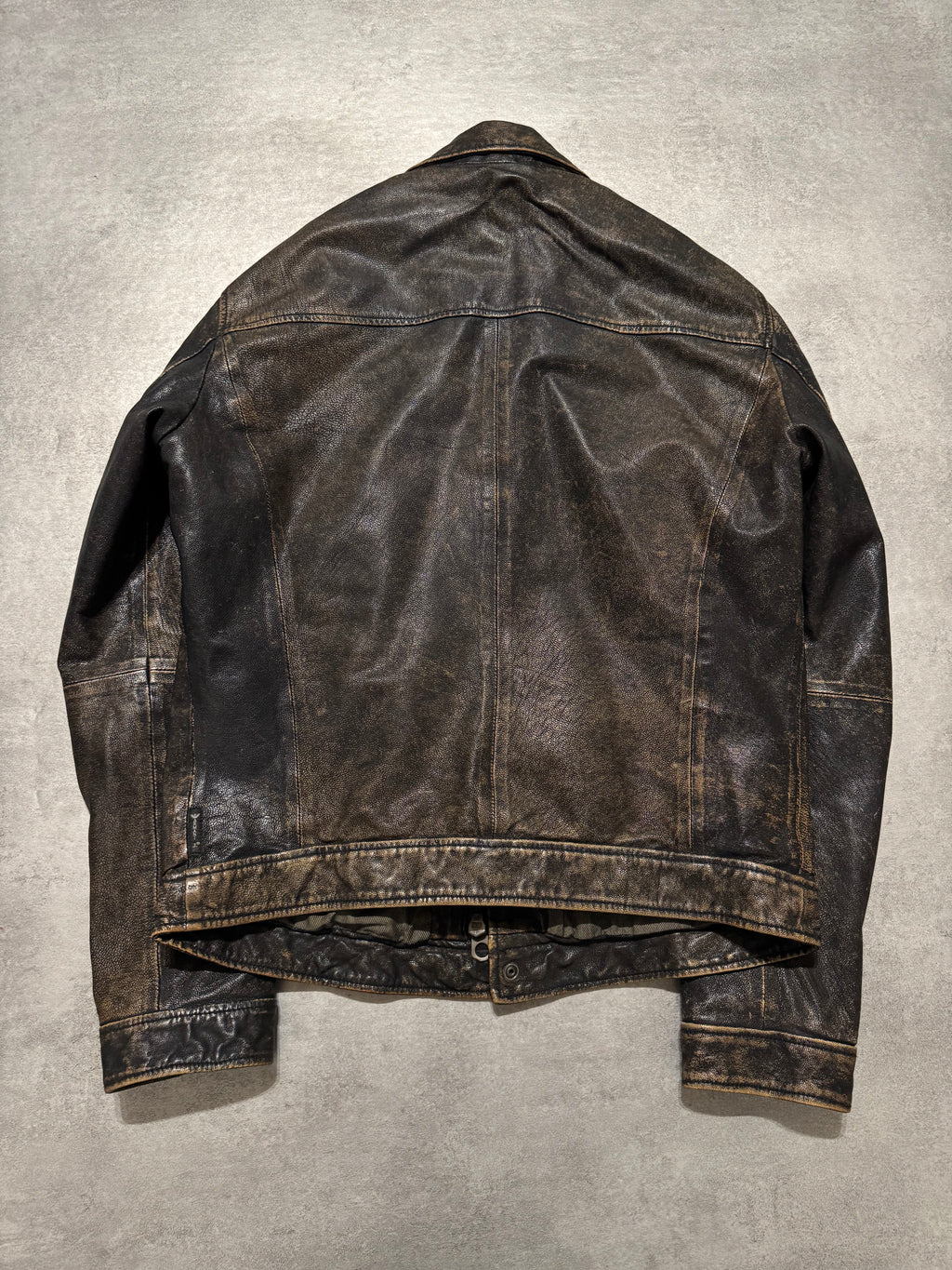 2000s Armani Faded Brown Leather Jacket