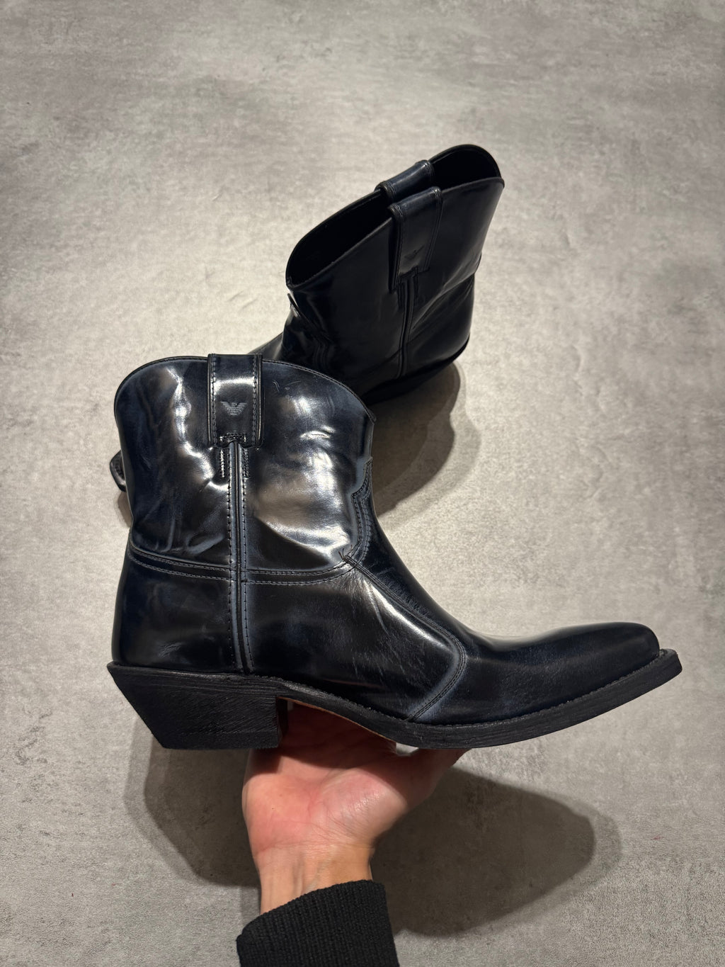 AW2012 Emporio Armani Aged Navy Boots
