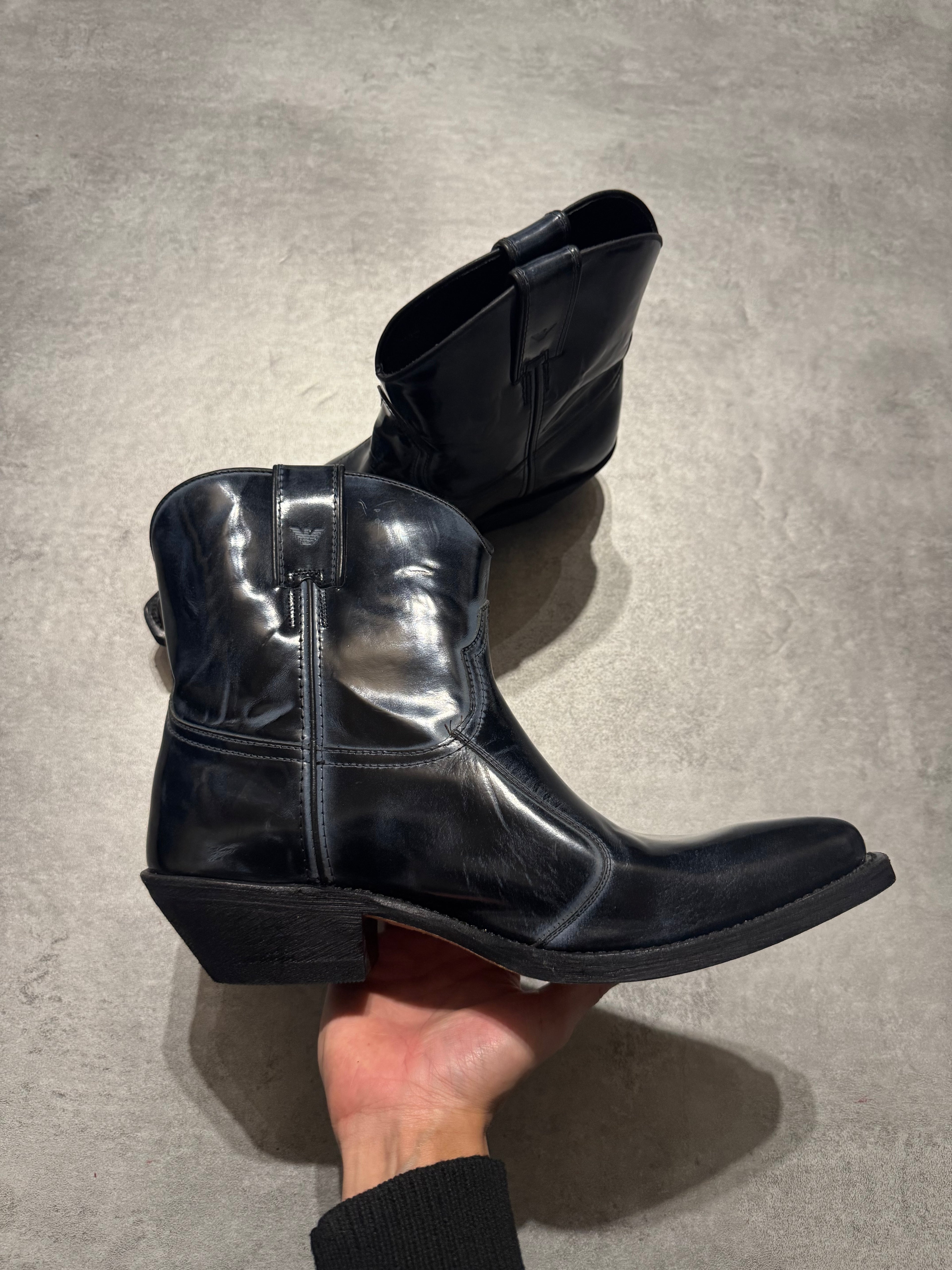 AW2012 Emporio Armani Aged Navy Boots