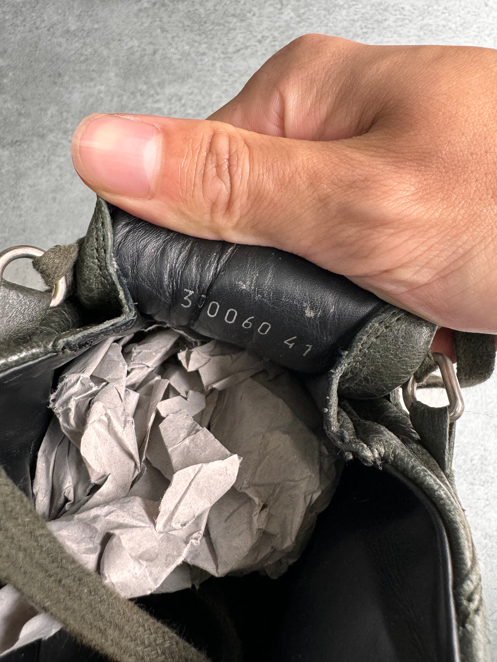 Balenciaga Arena High Kaki Cracked Leather Sneakers