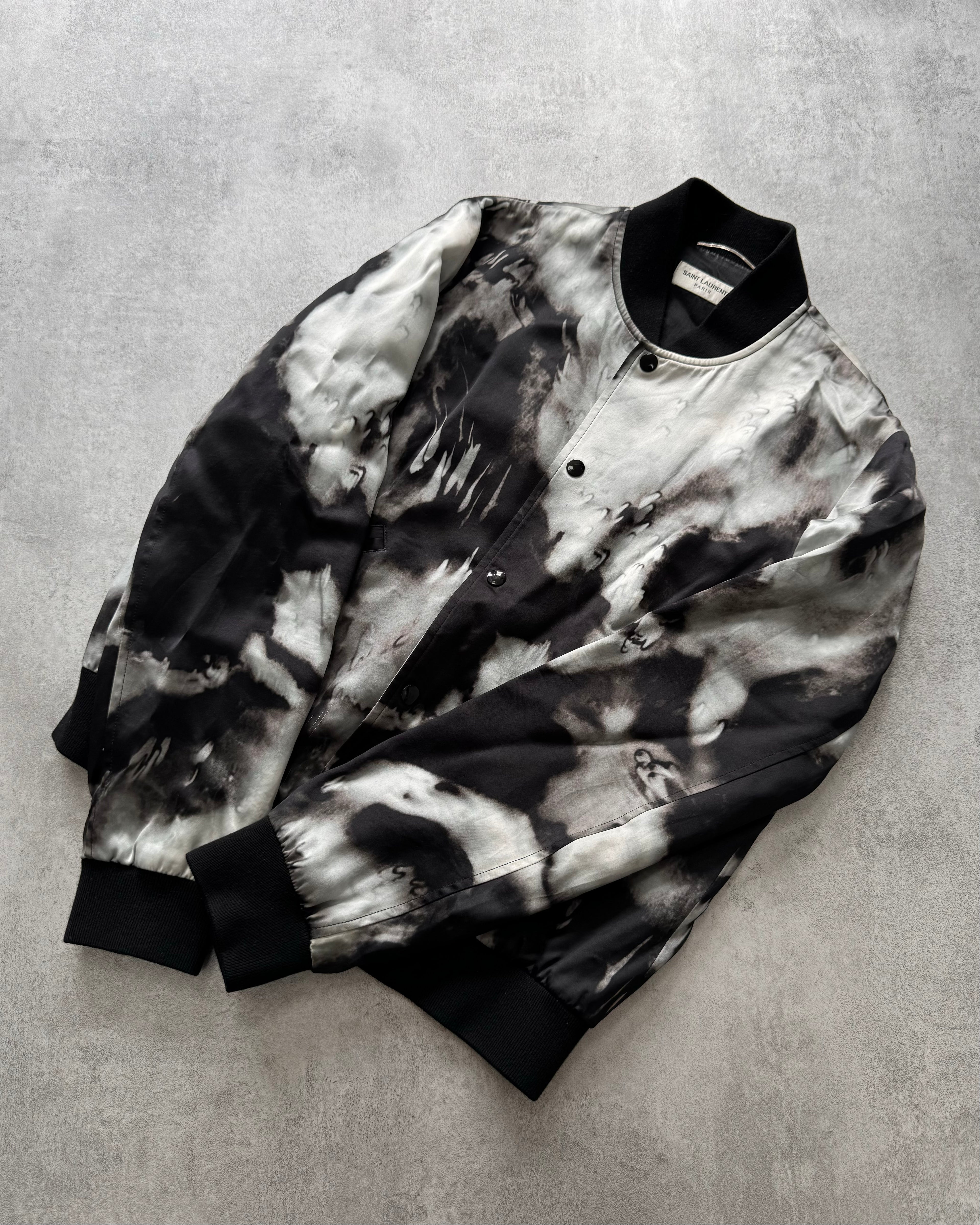 SS2017 Saint Laurent Grey and Black Tie-Dye Bomber Jacket
