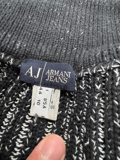 2000s Armani Blue Knitted Buttoned Sweater (XS)