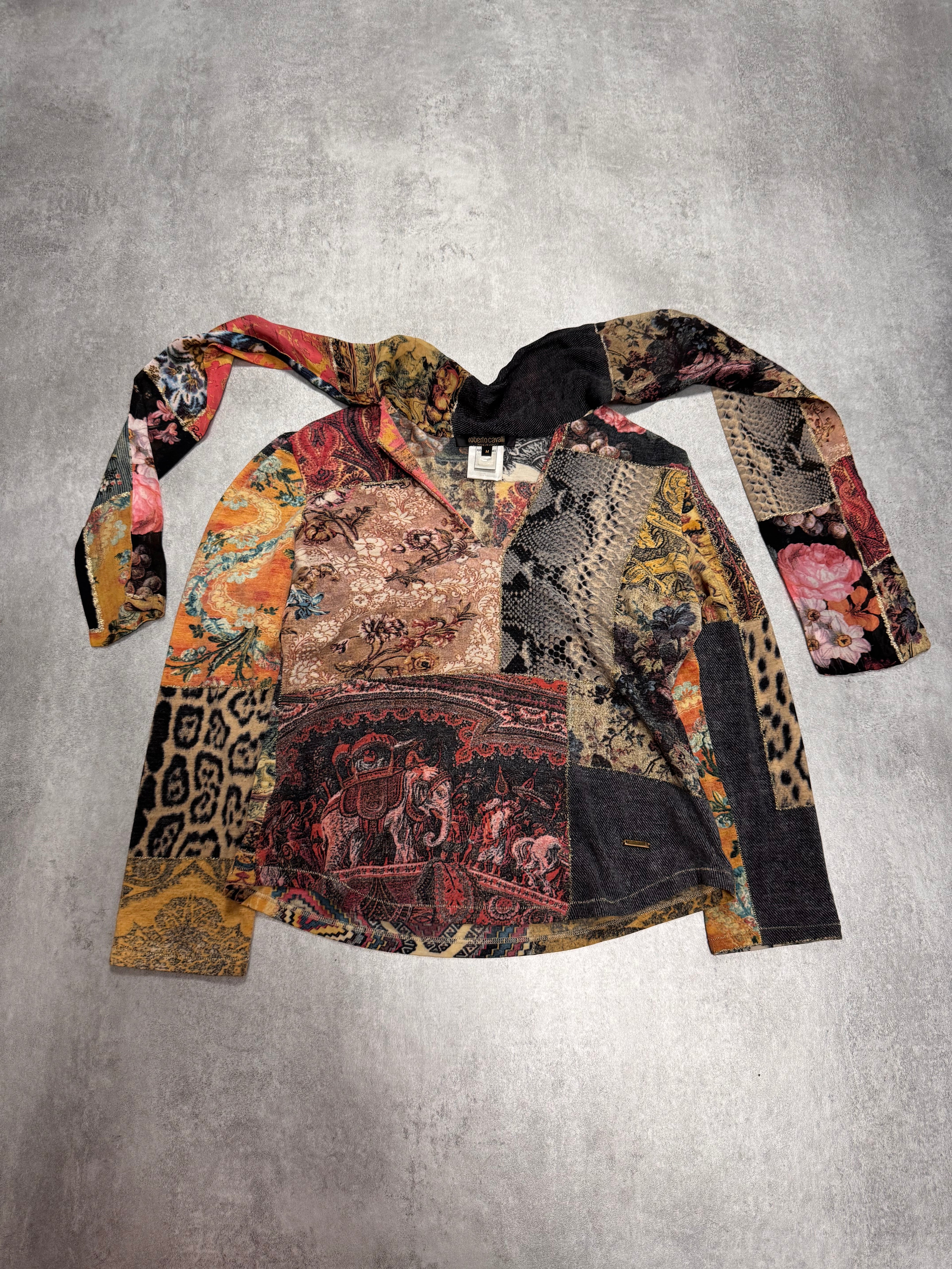 Roberto Cavalli Multi Colorful Print Scarf Top