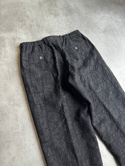 Issey Miyake Modern Wool Textured Black Pants (M/L) - 3