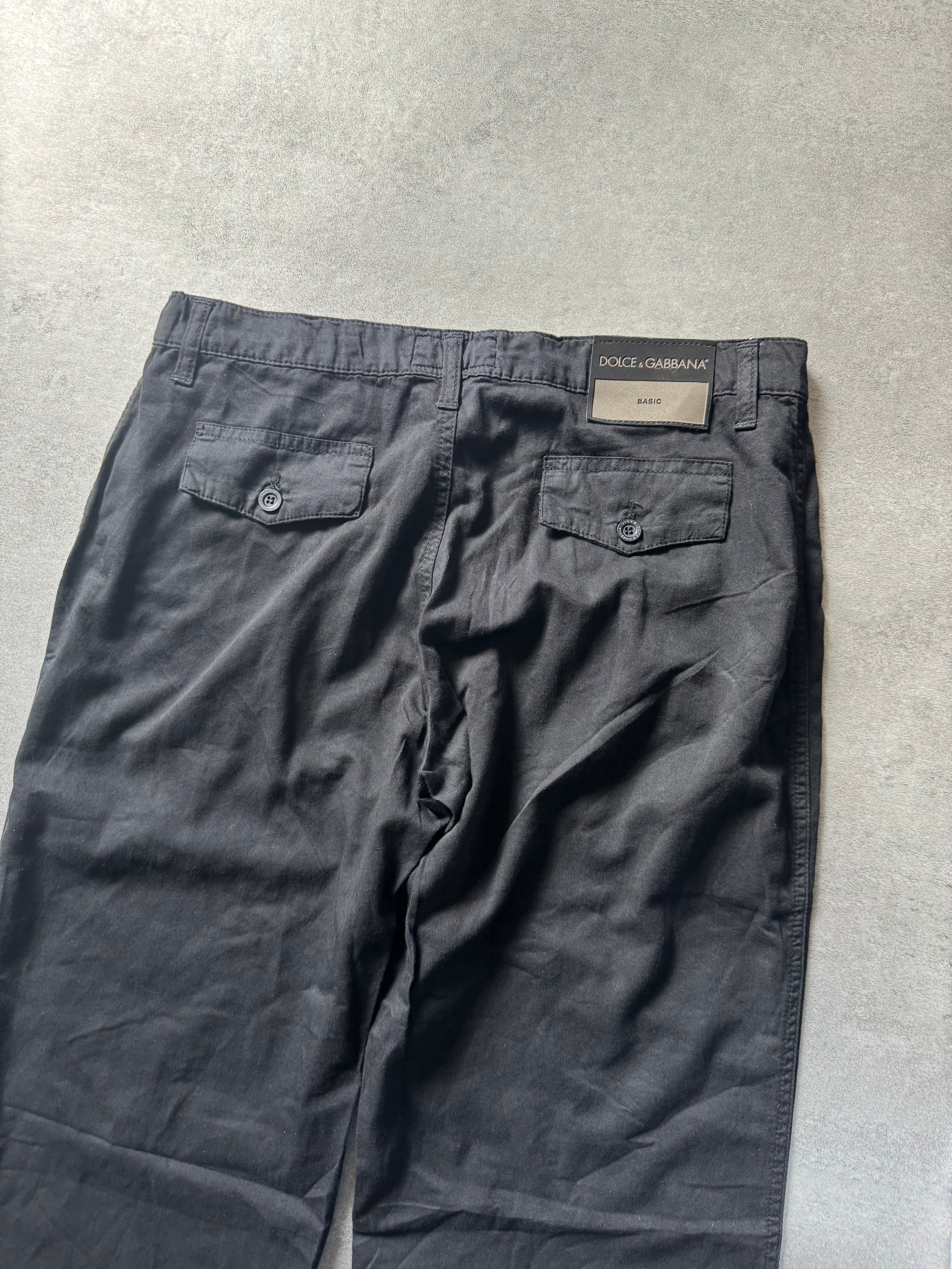 SS2010 Dolce & Gabbana Black Double Knee Cozy Straight Pants (M) - 6