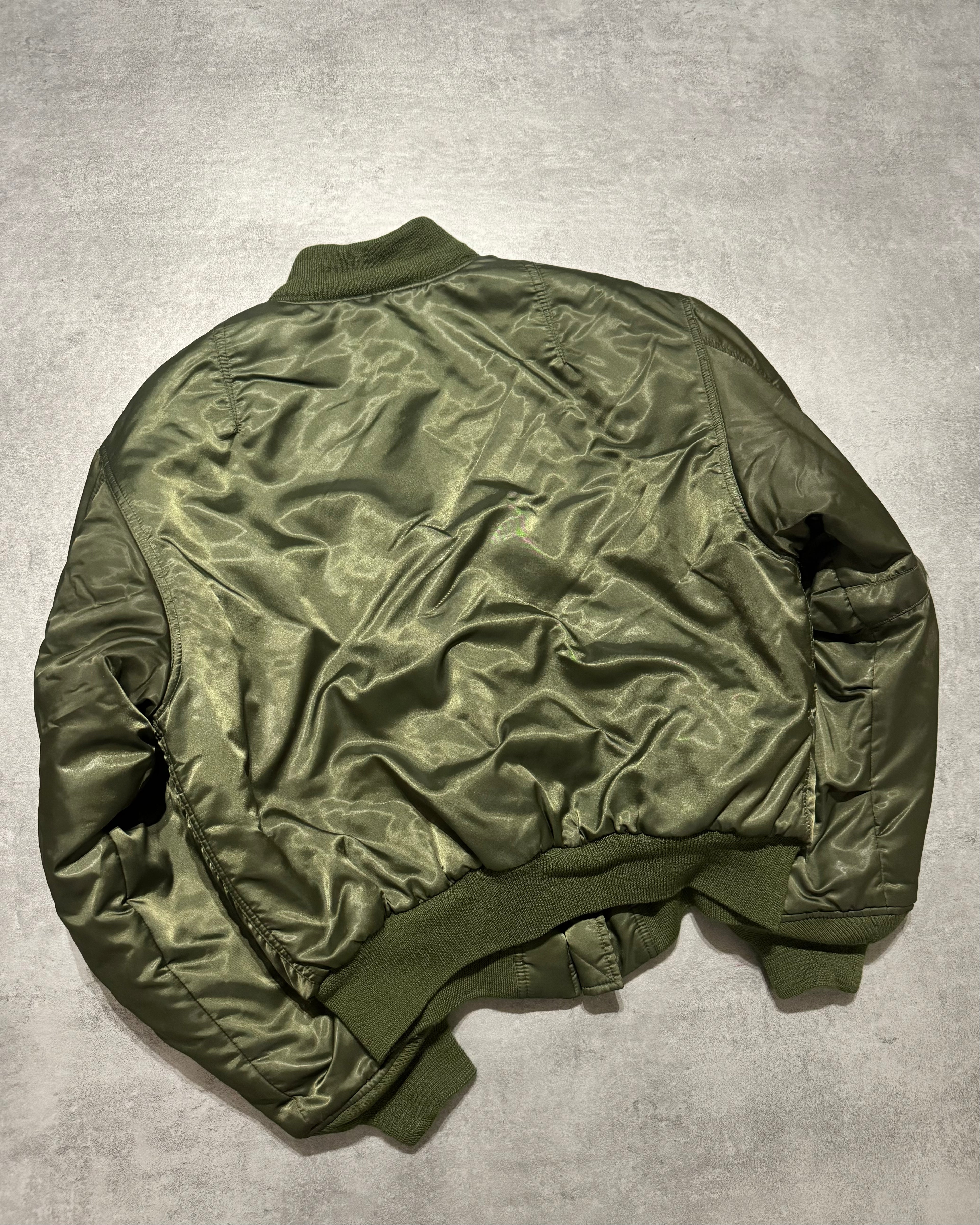 1990s Moschino Olive Nylon Italian Aero Bomber Jacket (M/L) - 3