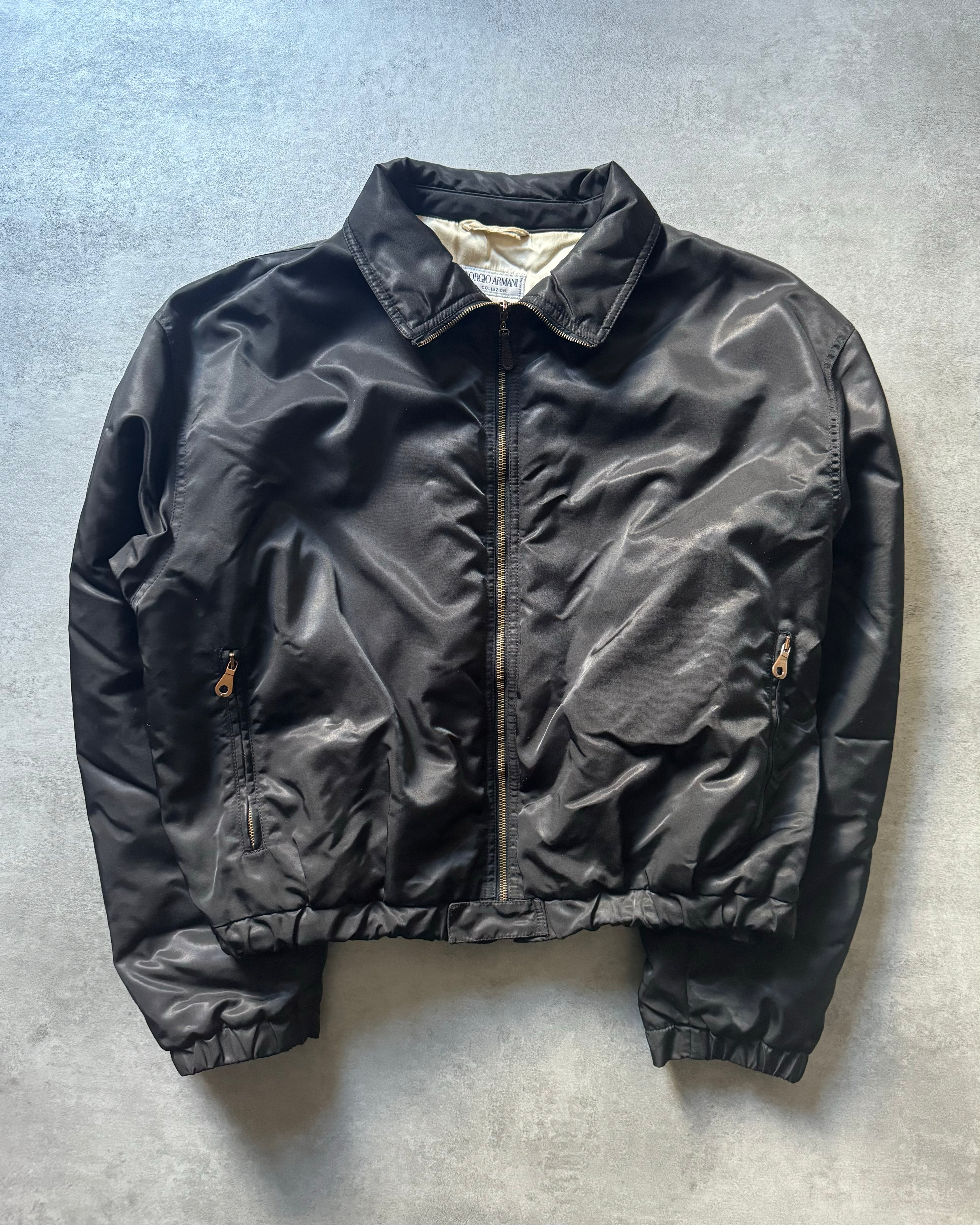 1980s Giorgio Armani Black Bomber Jacket (M) - 3