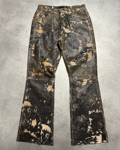 AW2004 Cavalli Textured Earth Eroded Camouflage Leather Pants (M) - 1