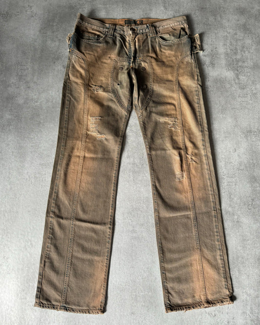 SS2005 Cavalli Faded Blue Hysteric Acid Distressed Straight Jeans  (L) - 1