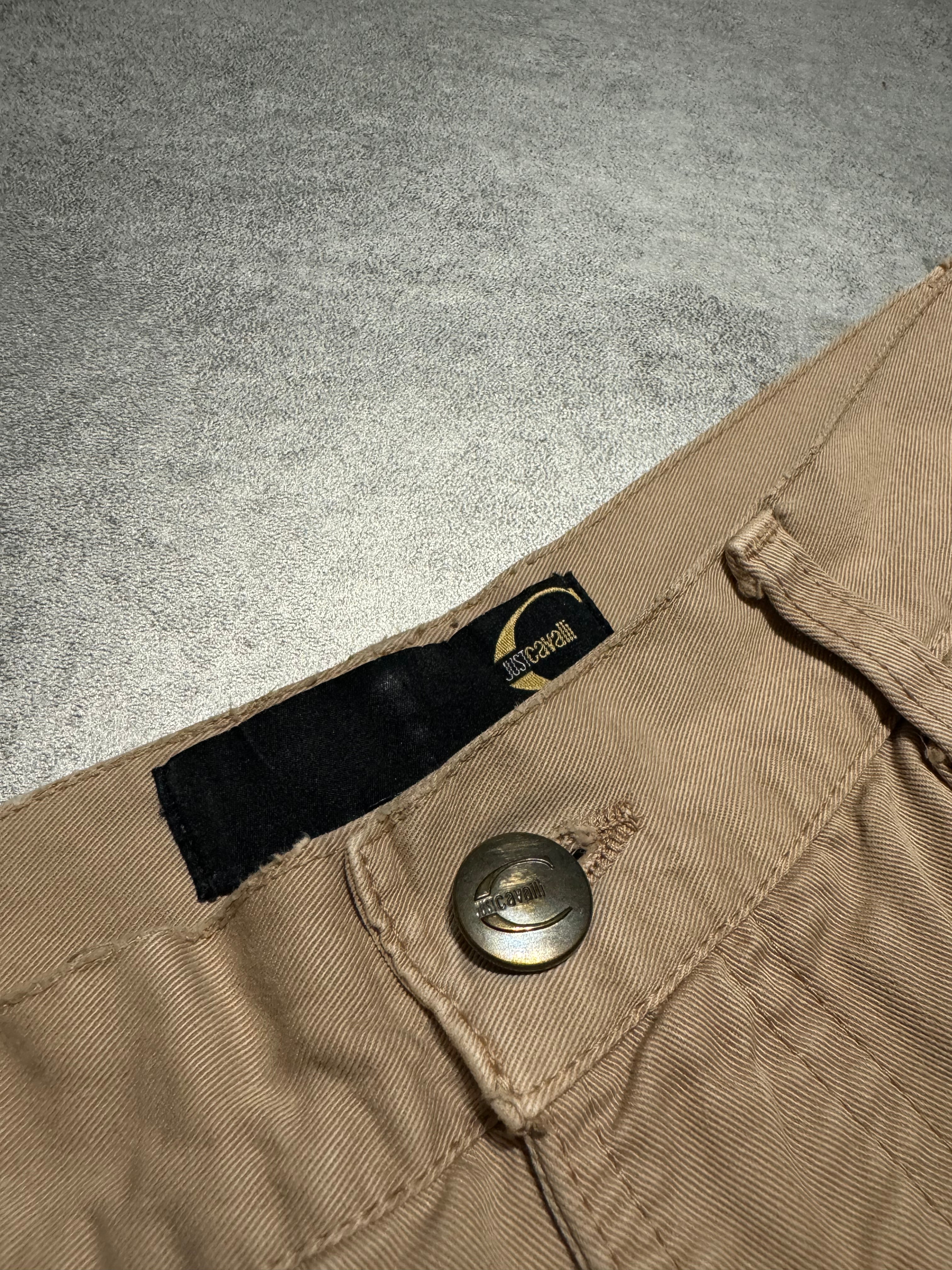 AW2004 Cavalli Geometrical Triangle Zipped Pockets Beige Pants (S/M) - 4