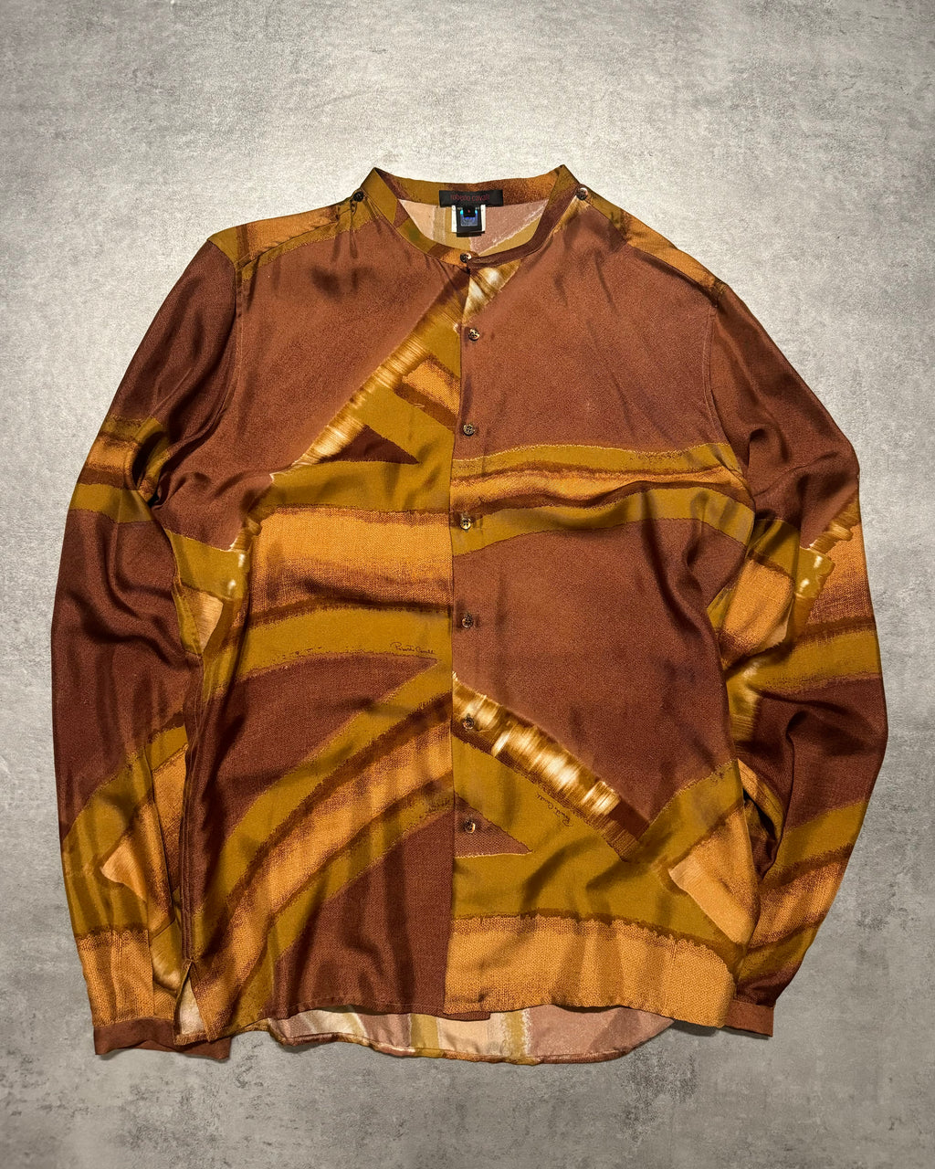 FW2000 Roberto Cavalli Silk Mao Positive Arabic Shirt (S) - 3
