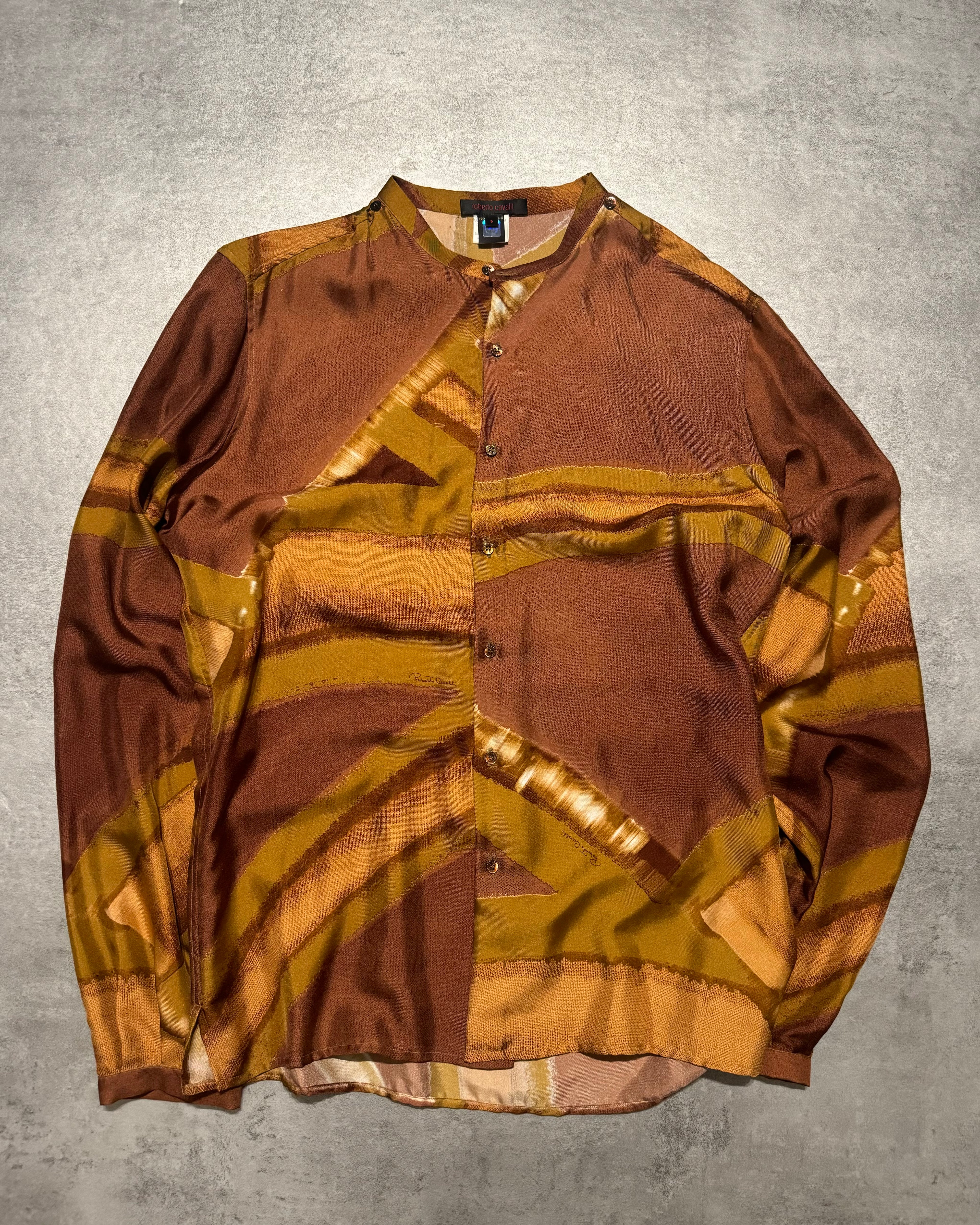 FW2000 Roberto Cavalli Silk Mao Positive Arabic Shirt (S) - 3
