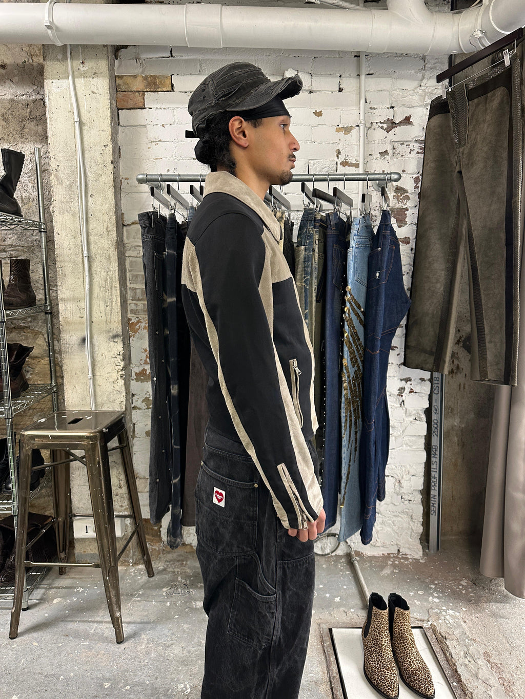 2000s Dolce & Gabbana Cross Suede Hybrid Architectural Jacket  (M) - 6