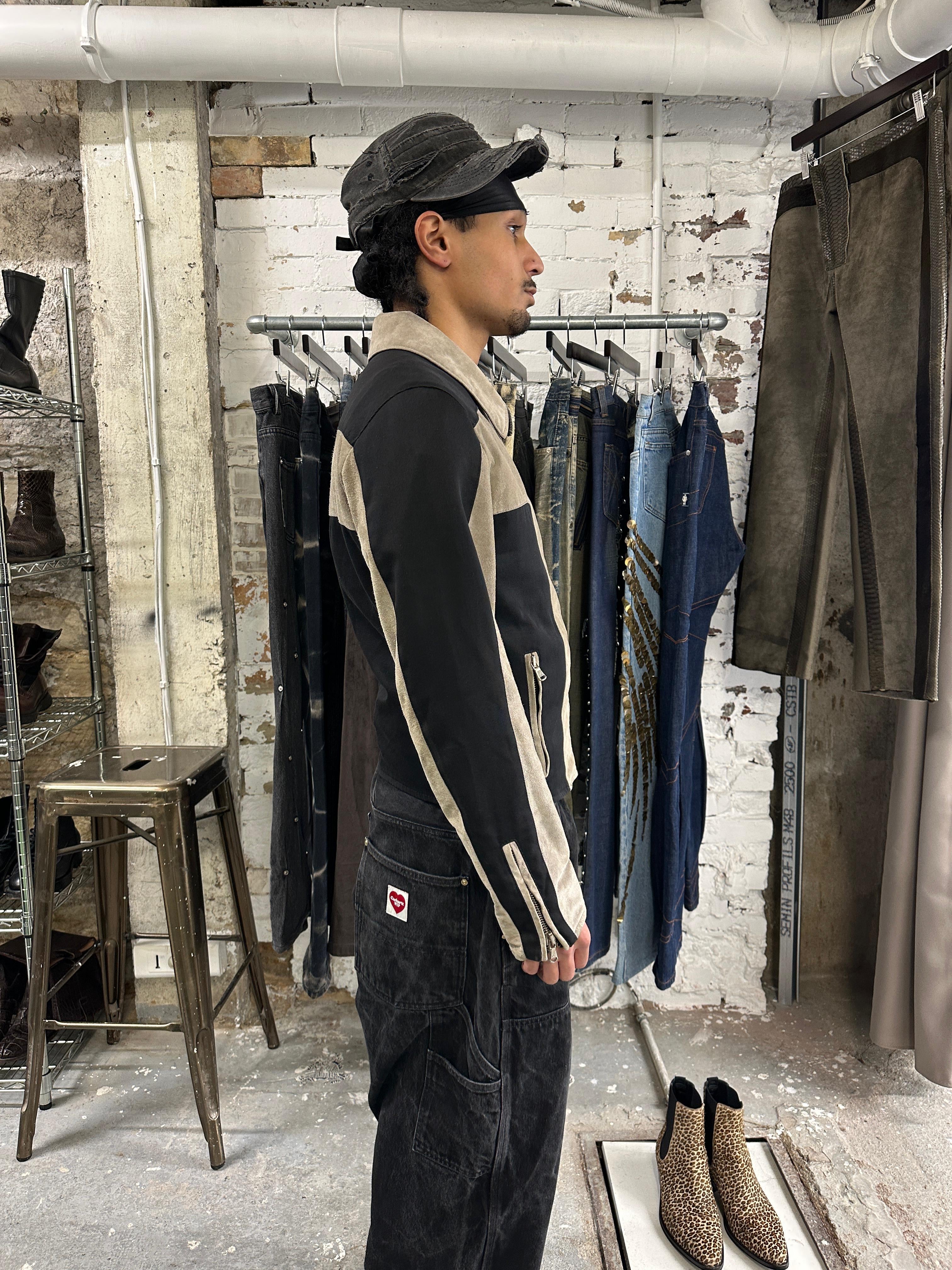 2000s Dolce & Gabbana Cross Suede Hybrid Architectural Jacket  (M) - 6