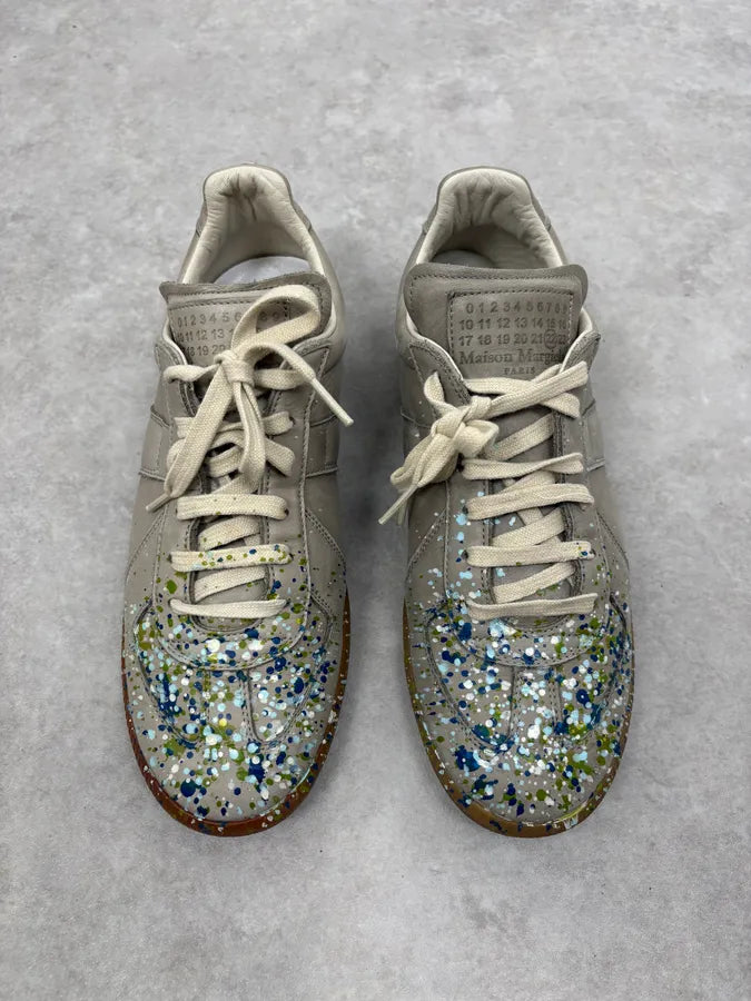 Maison Margiela Replica Grey Painted Army Sneakers xcBzTIU 1