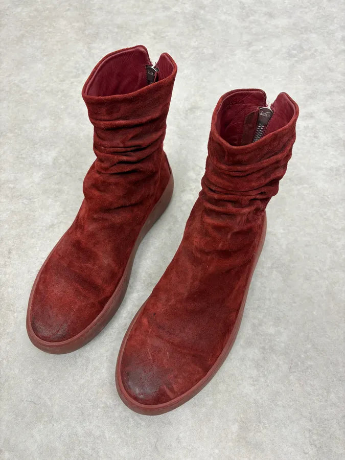 The Last Conspiracy Red Suede Leather Oxblood Boots vLHEYIw 2
