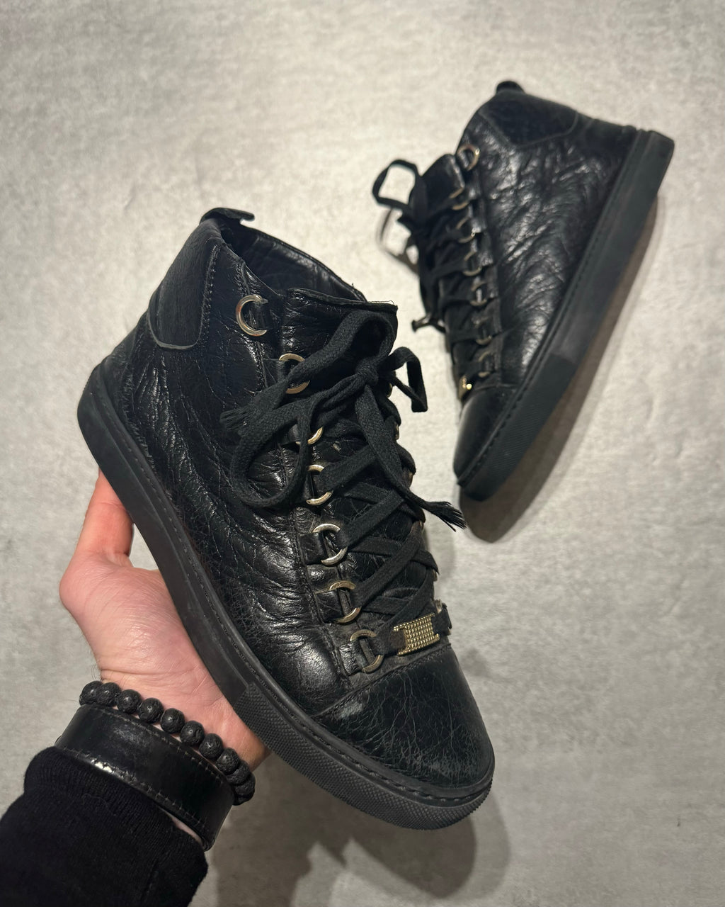 Balenciaga Arena Black High Leather Shoes (37,5) - 1