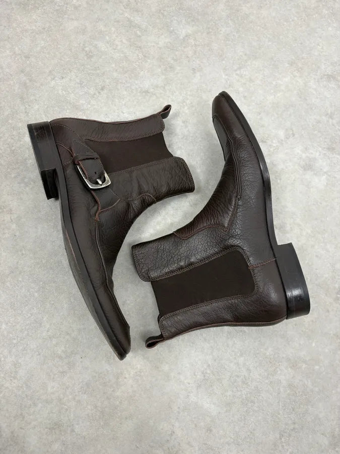 2000s Dolce & Gabbana Brown Ankle Leather Boots yozAuVu 5