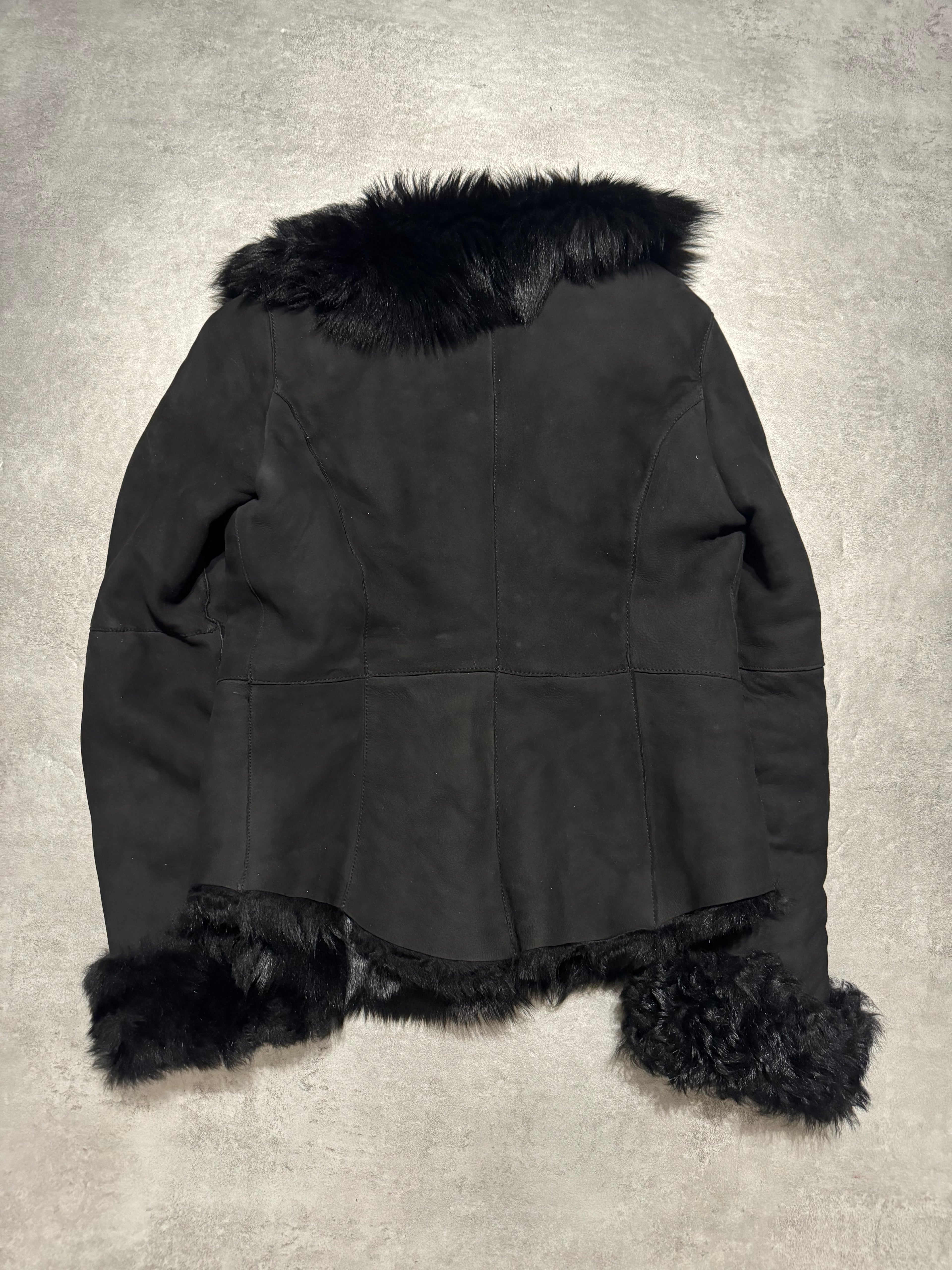 AW2005 Emporio Armani Black Leather Fur Jacket (XS/S) - 2