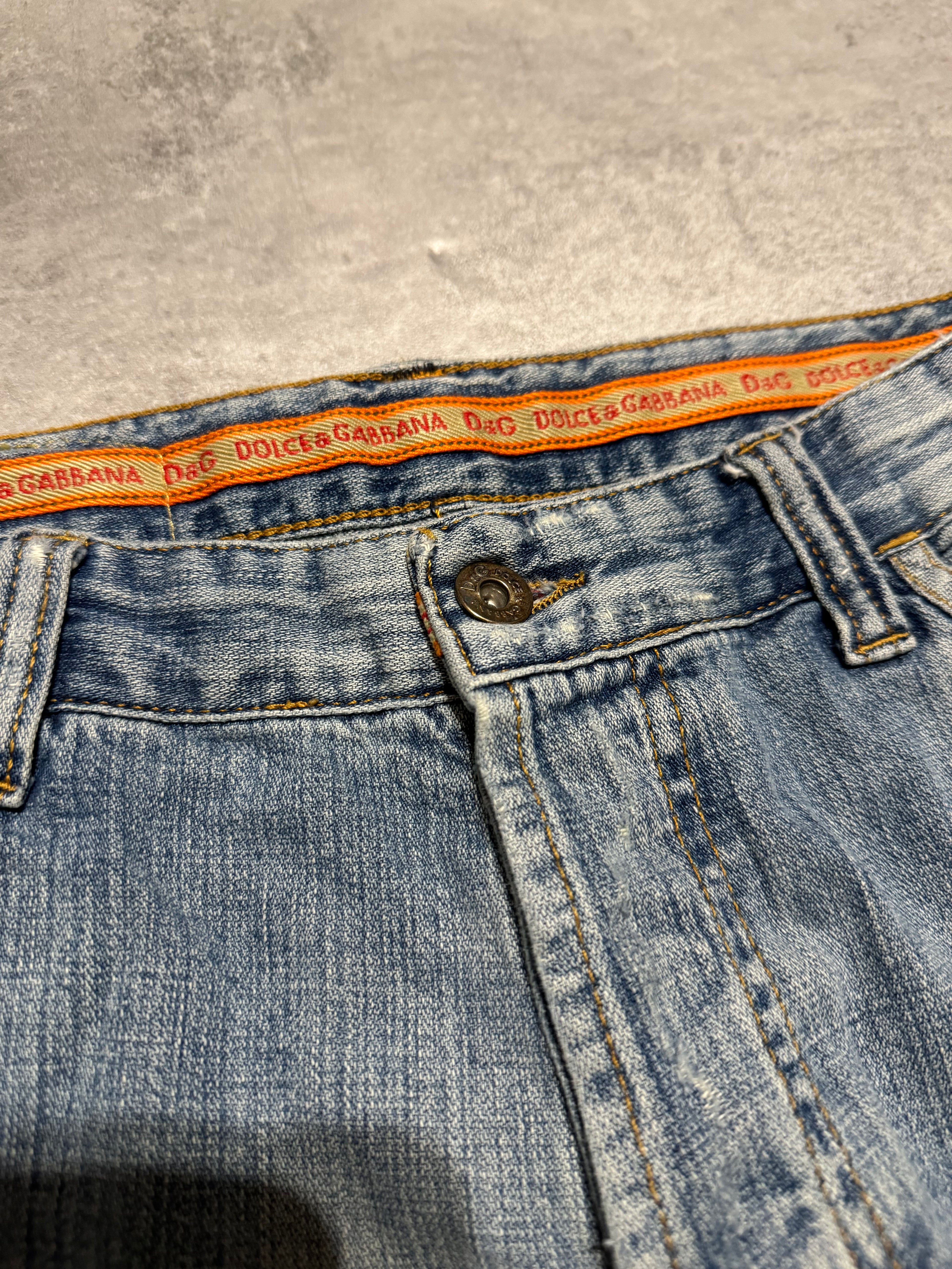 SS2006 Dolce & Gabbana Blue Distressed Denim Jeans  (L) - 7