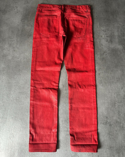 2004 Maison Margiela x H&M Reissue Red Rockstar Painted Jeans (M) - 2