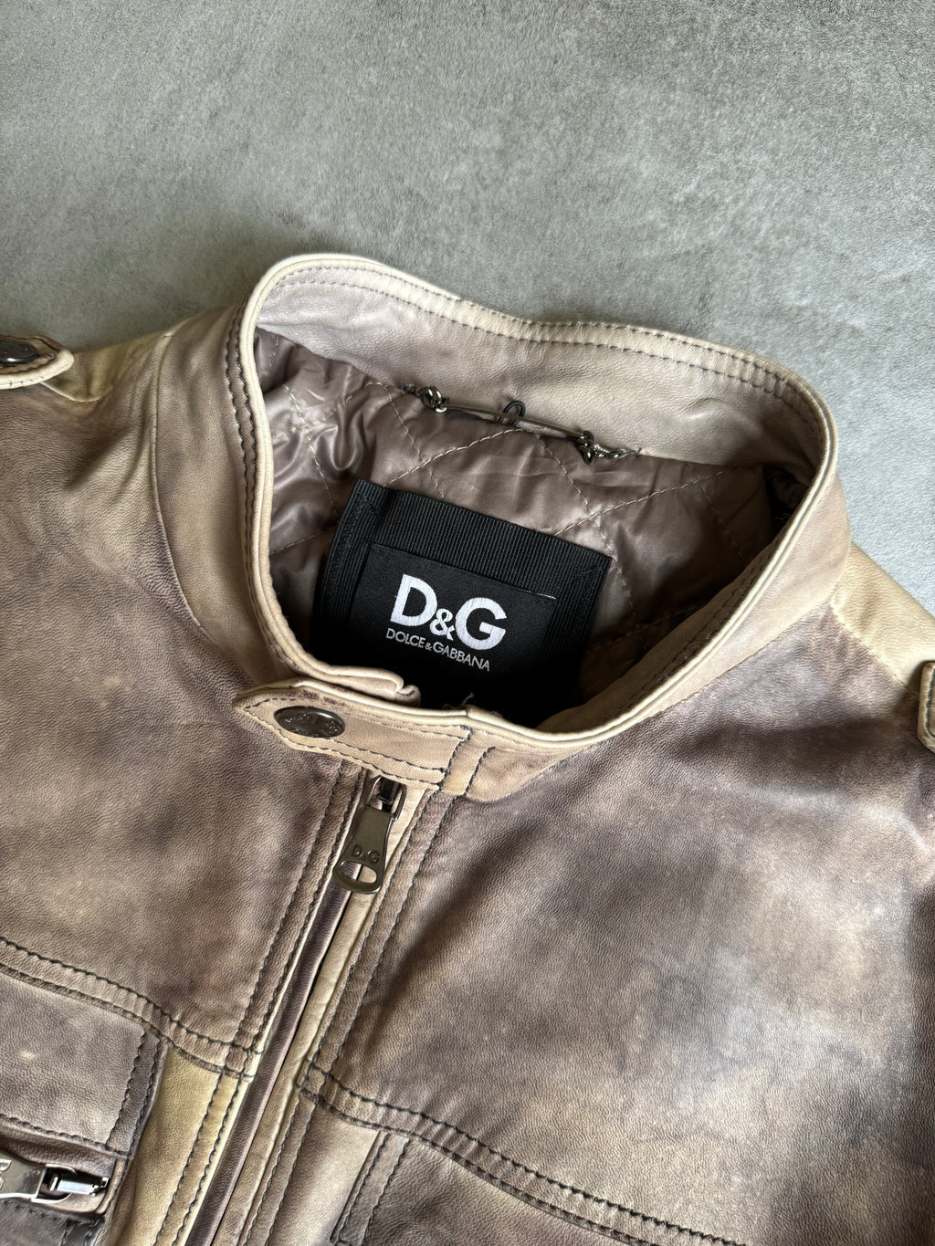 AW1996 Dolce & Gabbana Eroded Stone Leather Jacket  (L) - 7