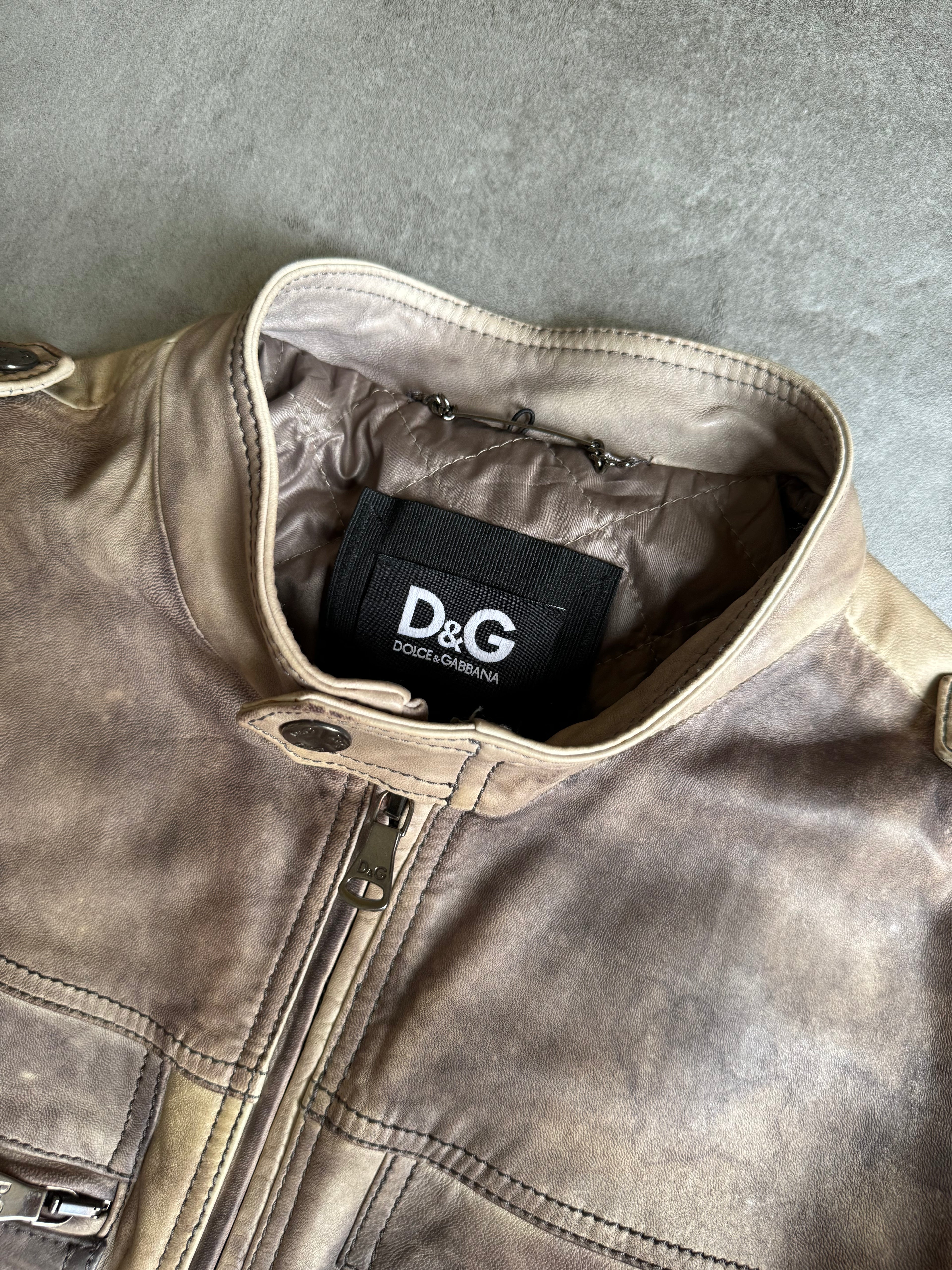 AW1996 Dolce & Gabbana Eroded Stone Leather Jacket  (L) - 7