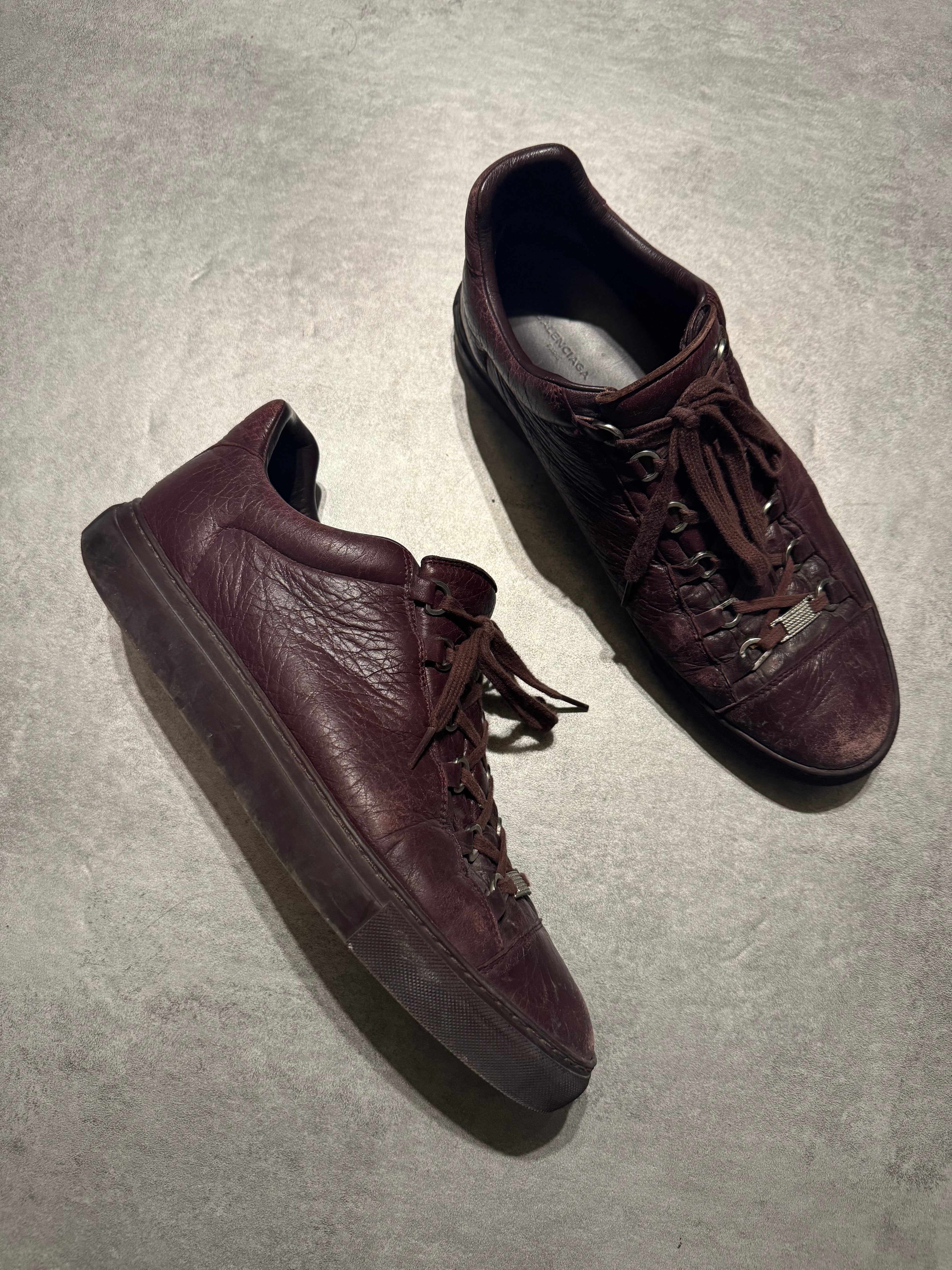 Balenciaga Arena Low Bordeaux Leather Shoes (45,5) - 3