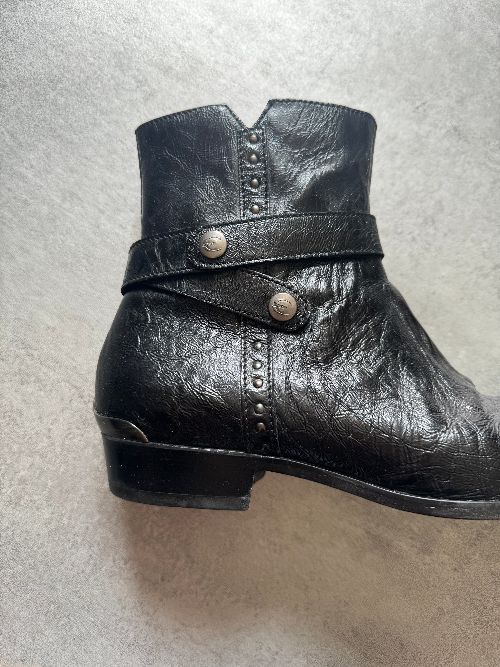 Cavalli Black Western Leather Boots  (43) - 10