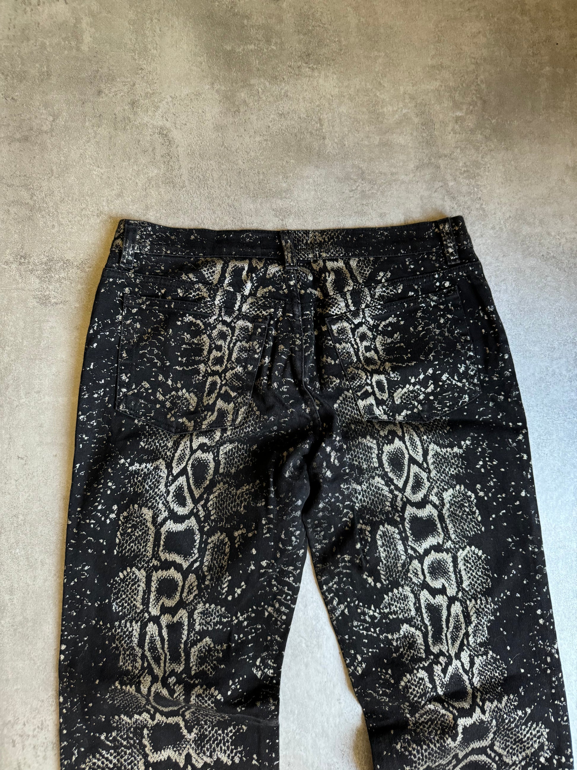 AW1999 Roberto Cavalli Black Serpent Electric Python Pants (M) - 7