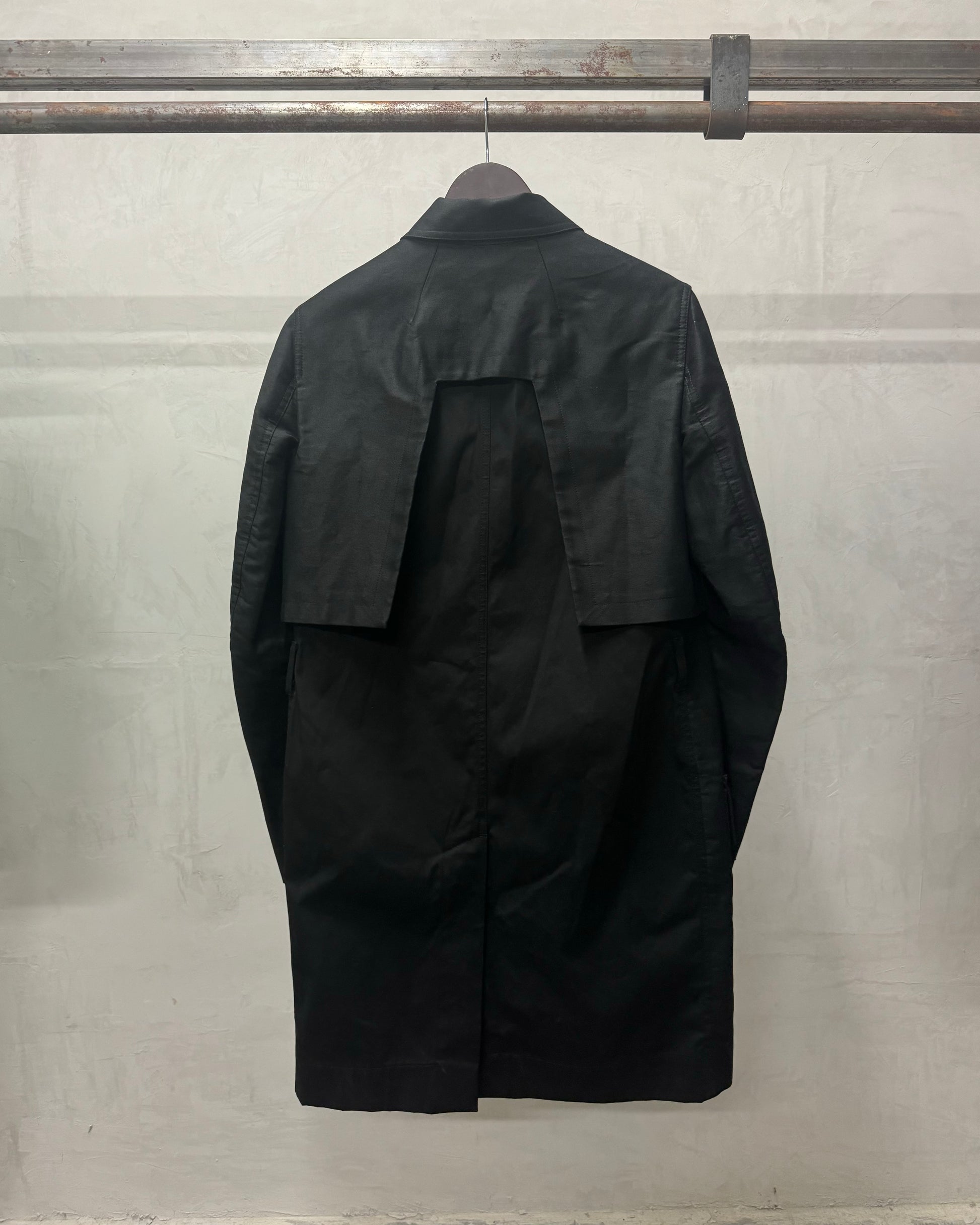 SS2019 Rick Owens Babel Architectural Black Modern Trench Jacket (M) - 4