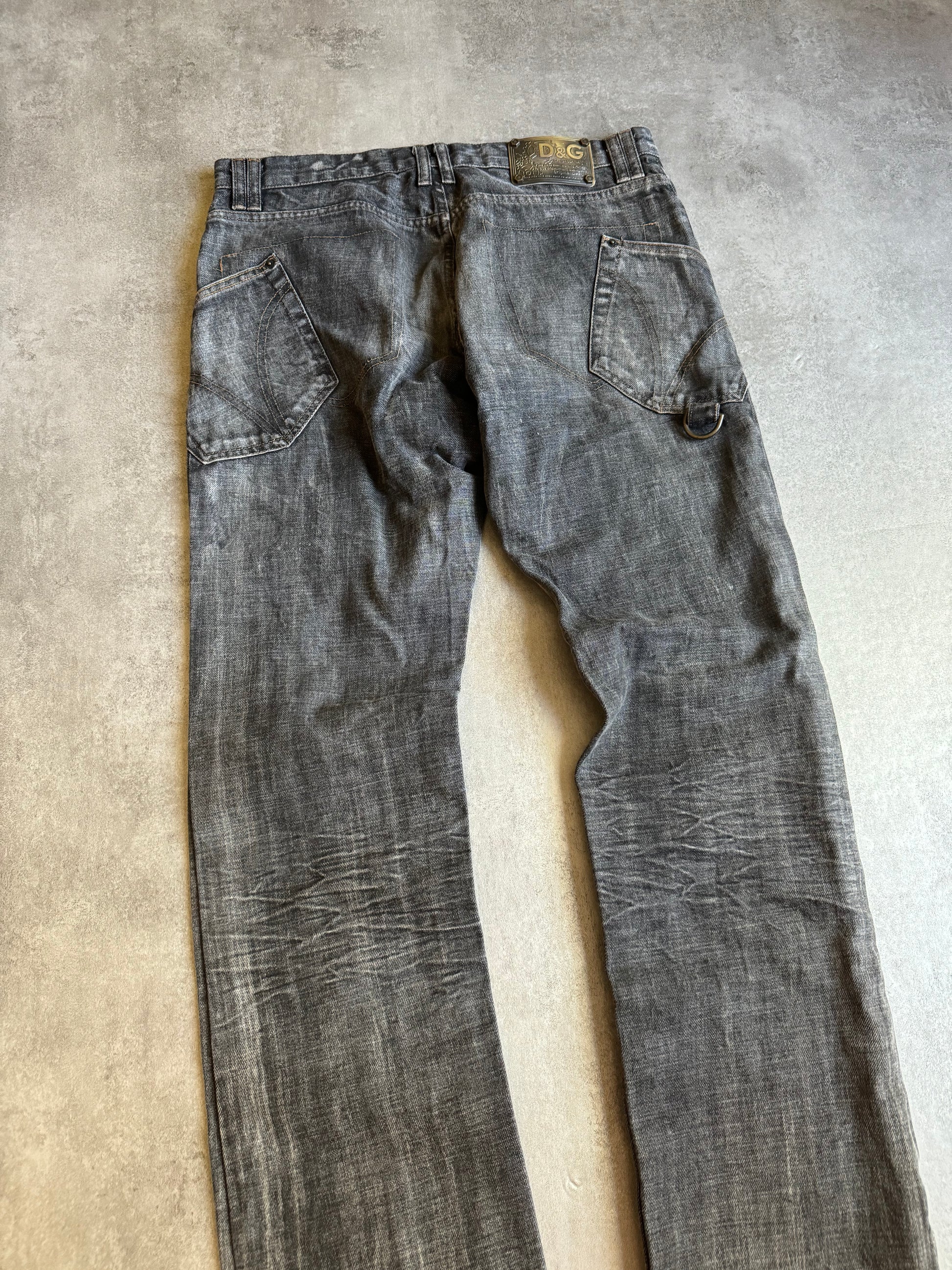 AW2003 Dolce & Gabbana Grey Eroded Denim Jeans (L) - 4