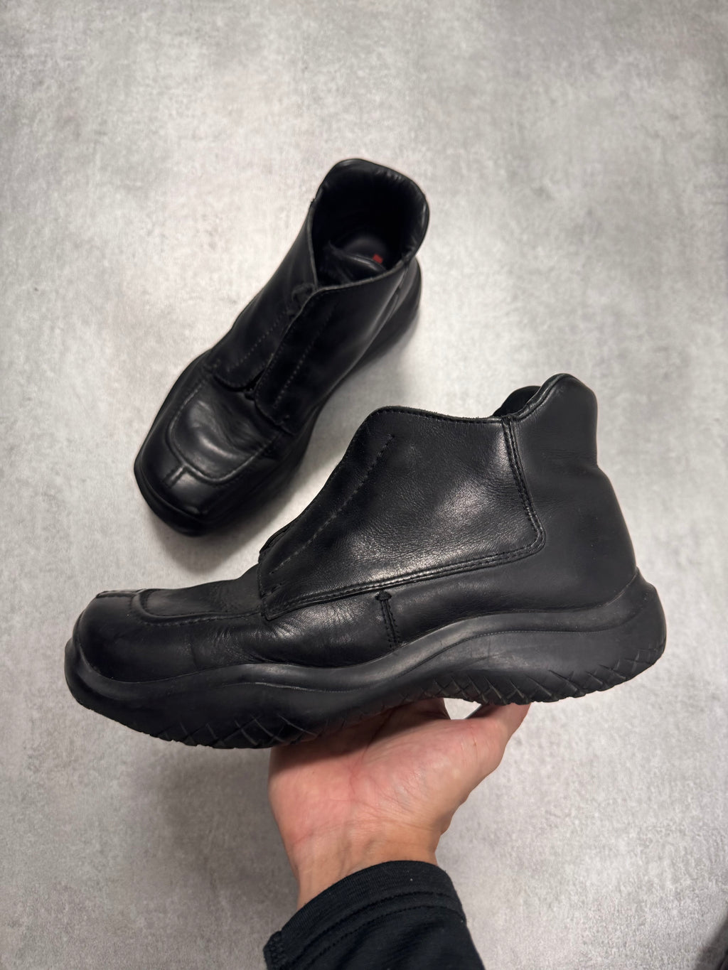 FW2000 Prada Vibram Hybrid Outdoor Black Leather Shoes