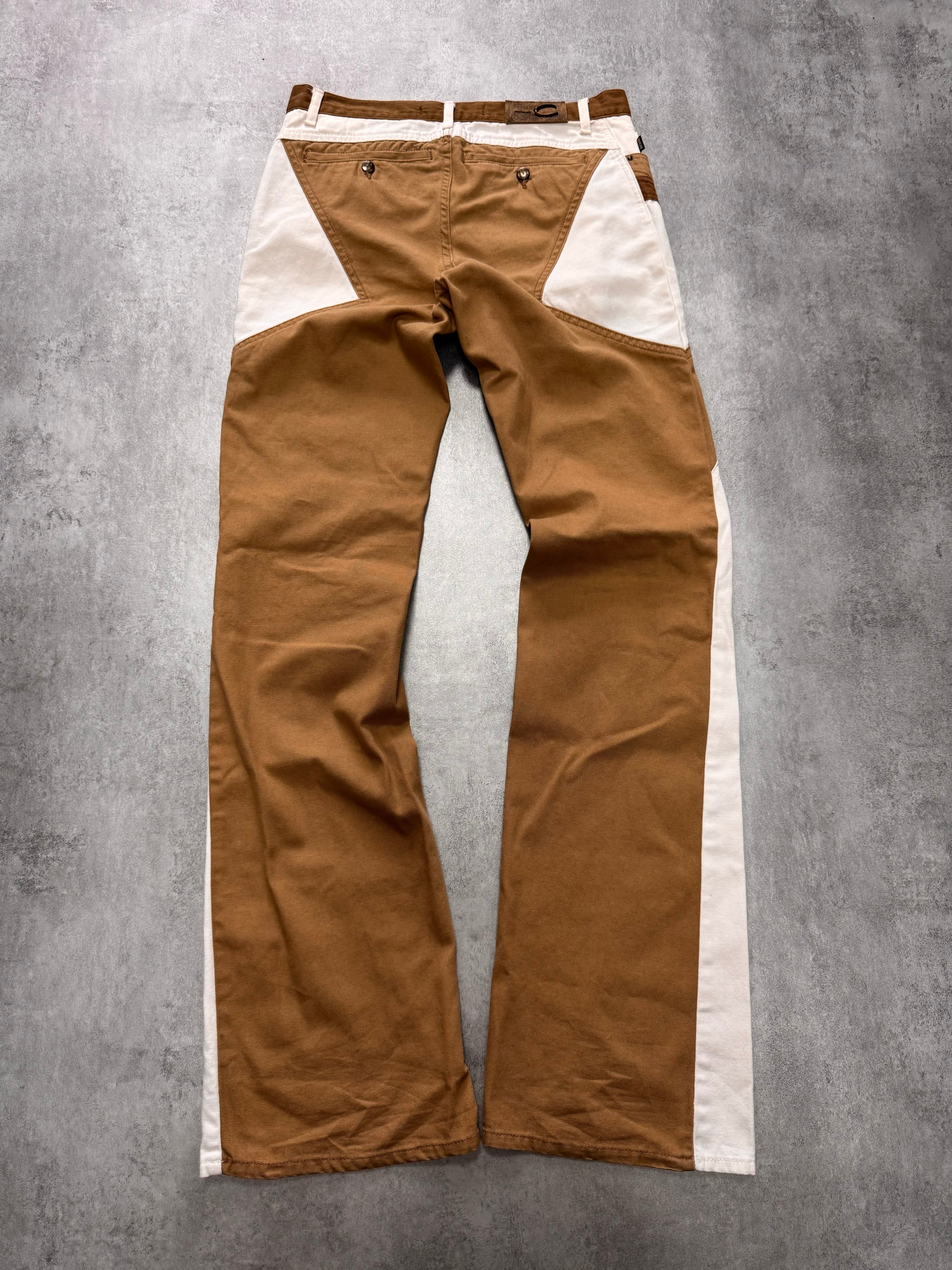 SS2004 Just Cavalli Geometrical Relaxed Tricolor Beige White Pants