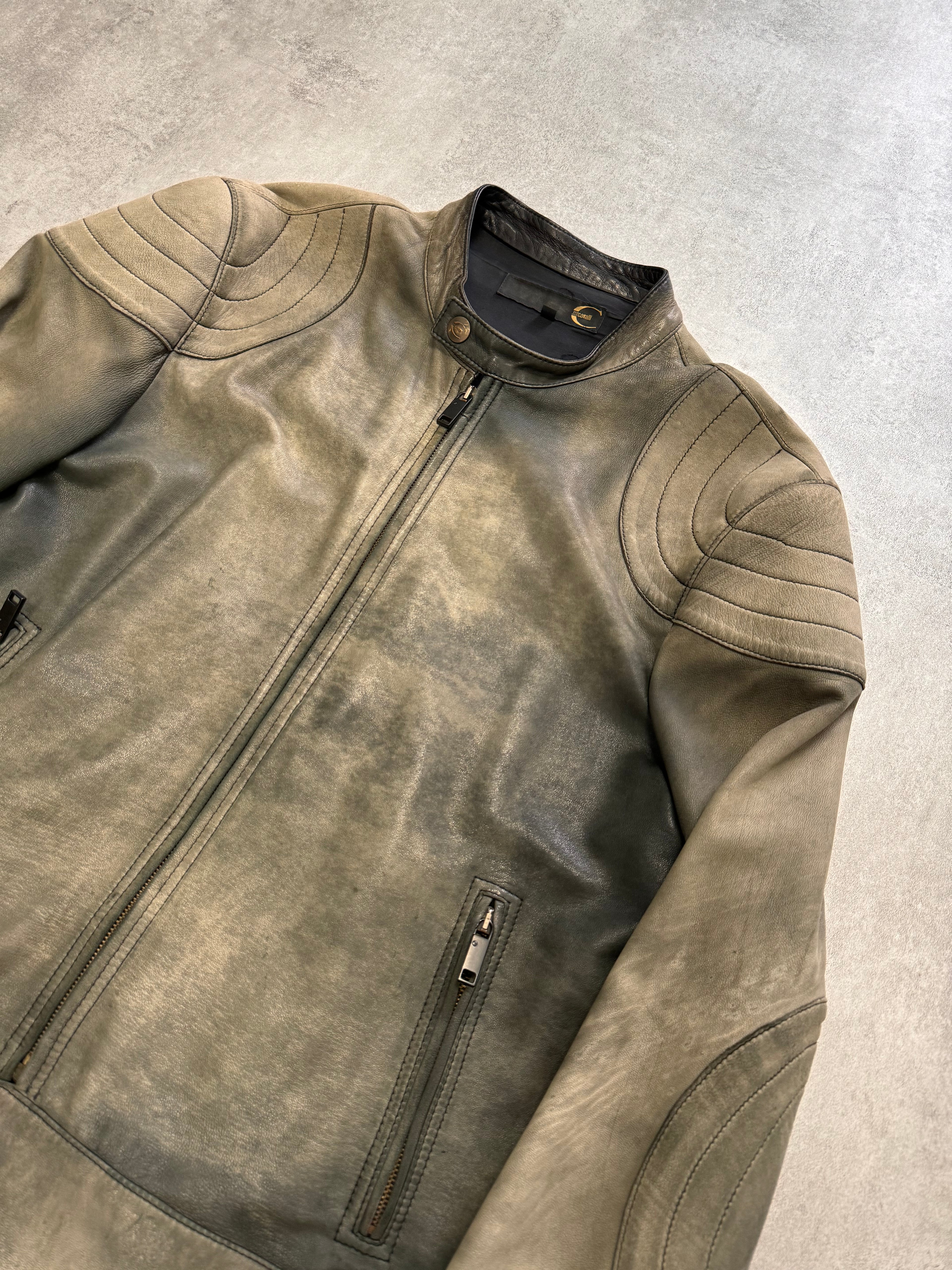 2000s Just Cavalli Biker Faded Leather Jacket (L)