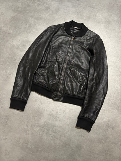 AW2008 Dolce & Gabbana Black Lambskin Minimalist Pure Leather Jacket (M) - 6