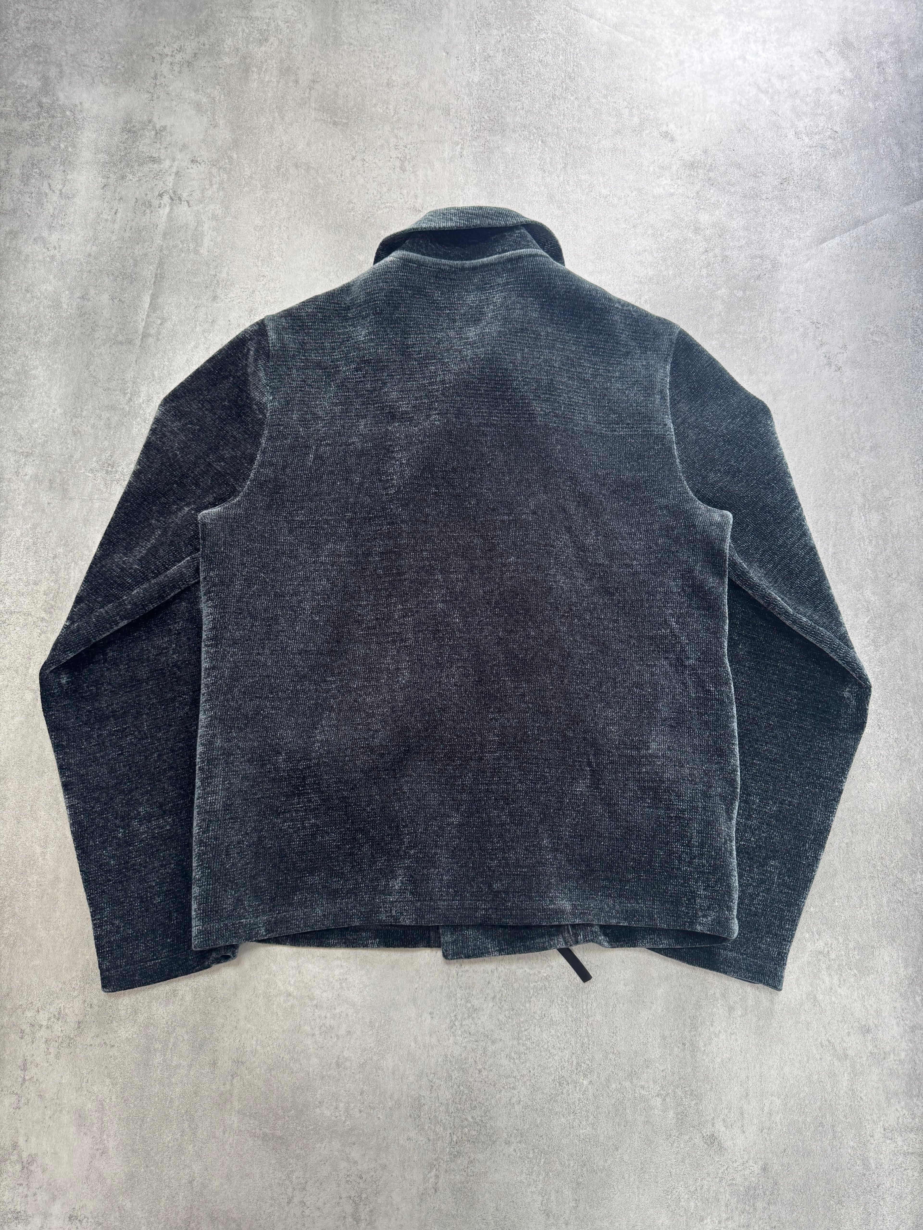 Emporio Armani Viscose Navy Greay Asymmetrical Jacket