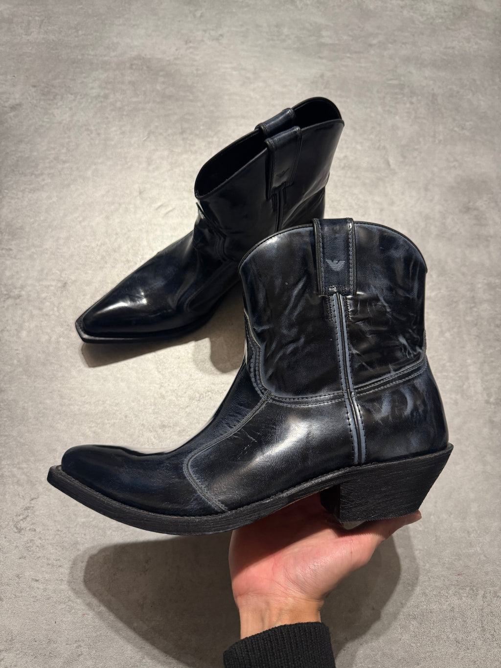 AW2012 Emporio Armani Aged Navy Boots