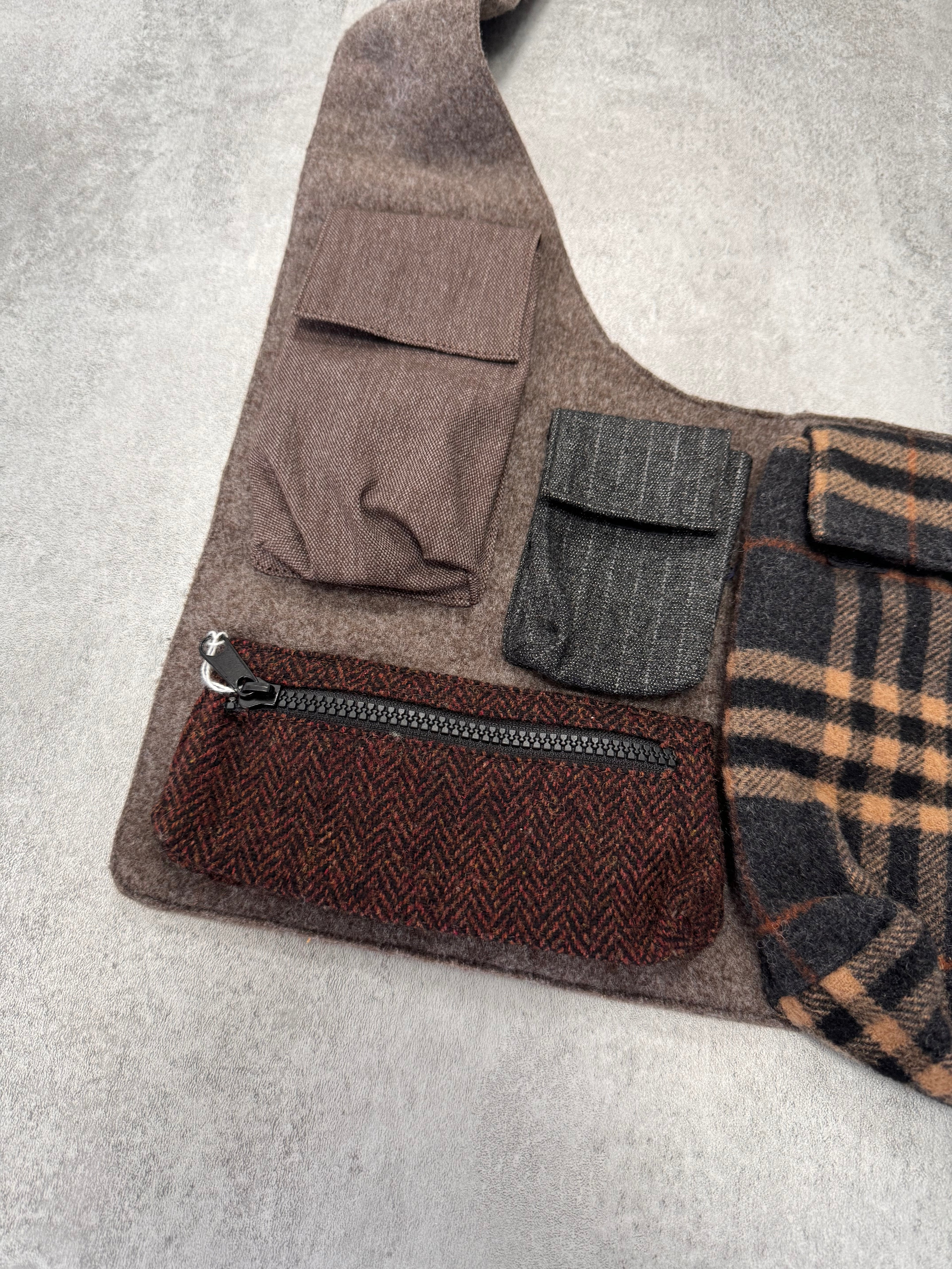 2000s Dolce & Gabbana Multi-Pocket Wool Cross Body Bag