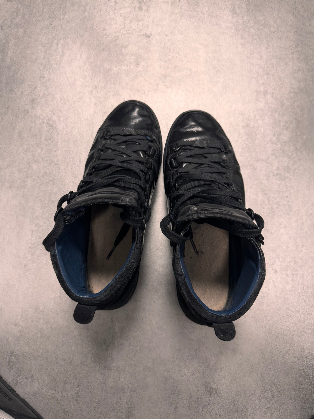 Balenciaga Arena High Hybrid Varnished Double Black Suede Leather Sneakers