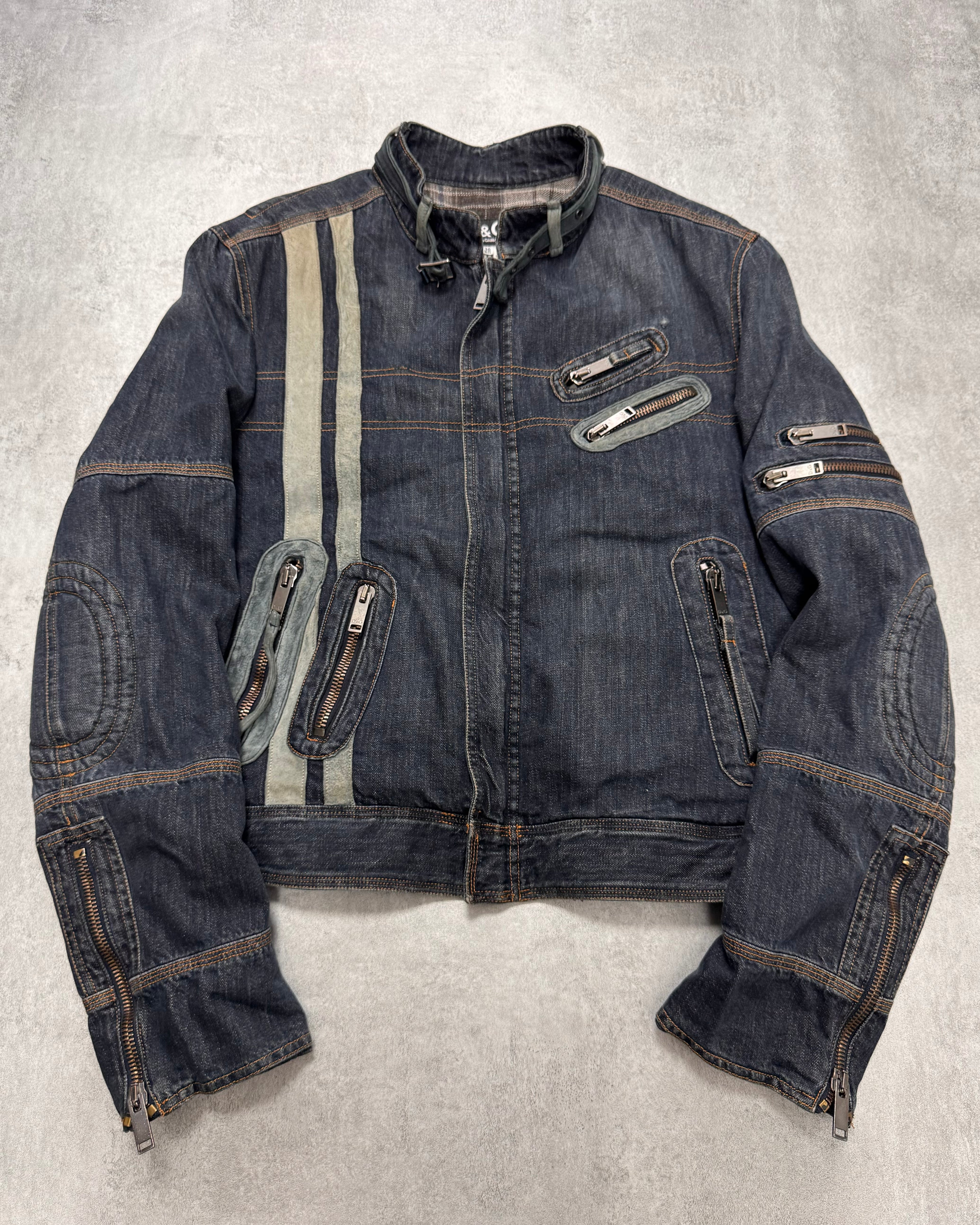 AW2004 Dolce & Gabbana Astro Biker Cafe Denim Jacket